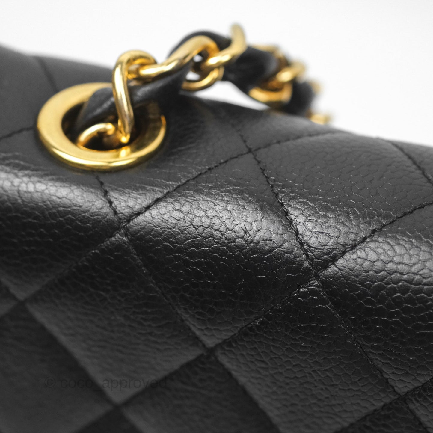 Chanel Vintage Jumbo Single Flap Black Caviar 24K Gold Hardware