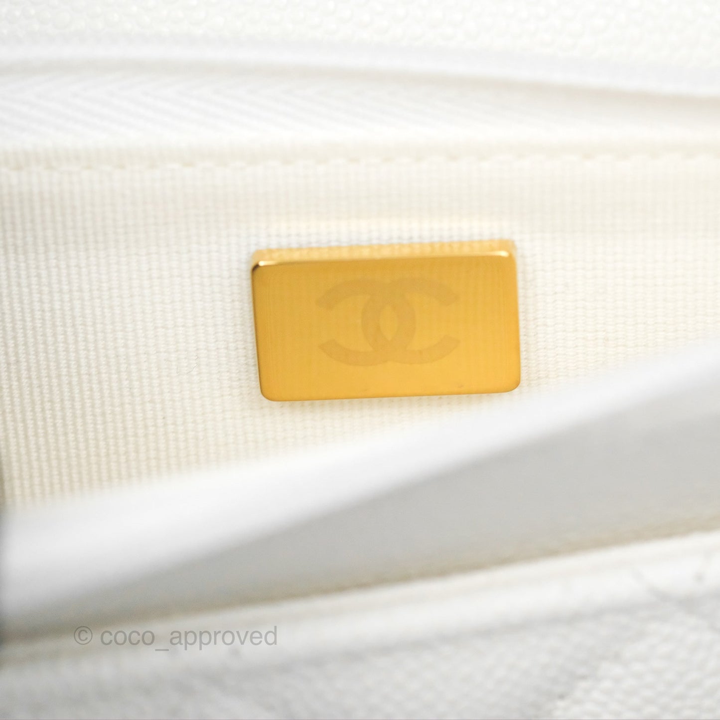 Chanel Classic Quilted Wallet On Chain WOC White Caviar Gold Hardware