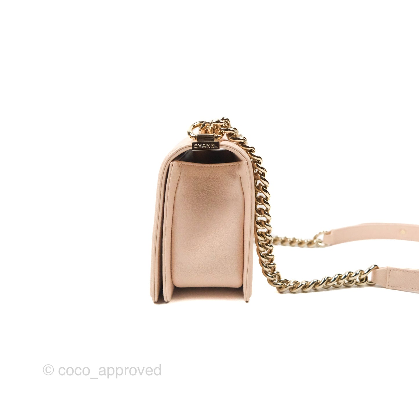 Chanel Chevron Medium Boy Light Pink Caviar Gold Hardware