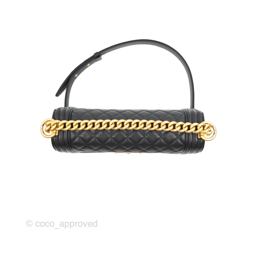 Chanel Quilted Medium Boy Black Calfskin Aged Gold Hardware