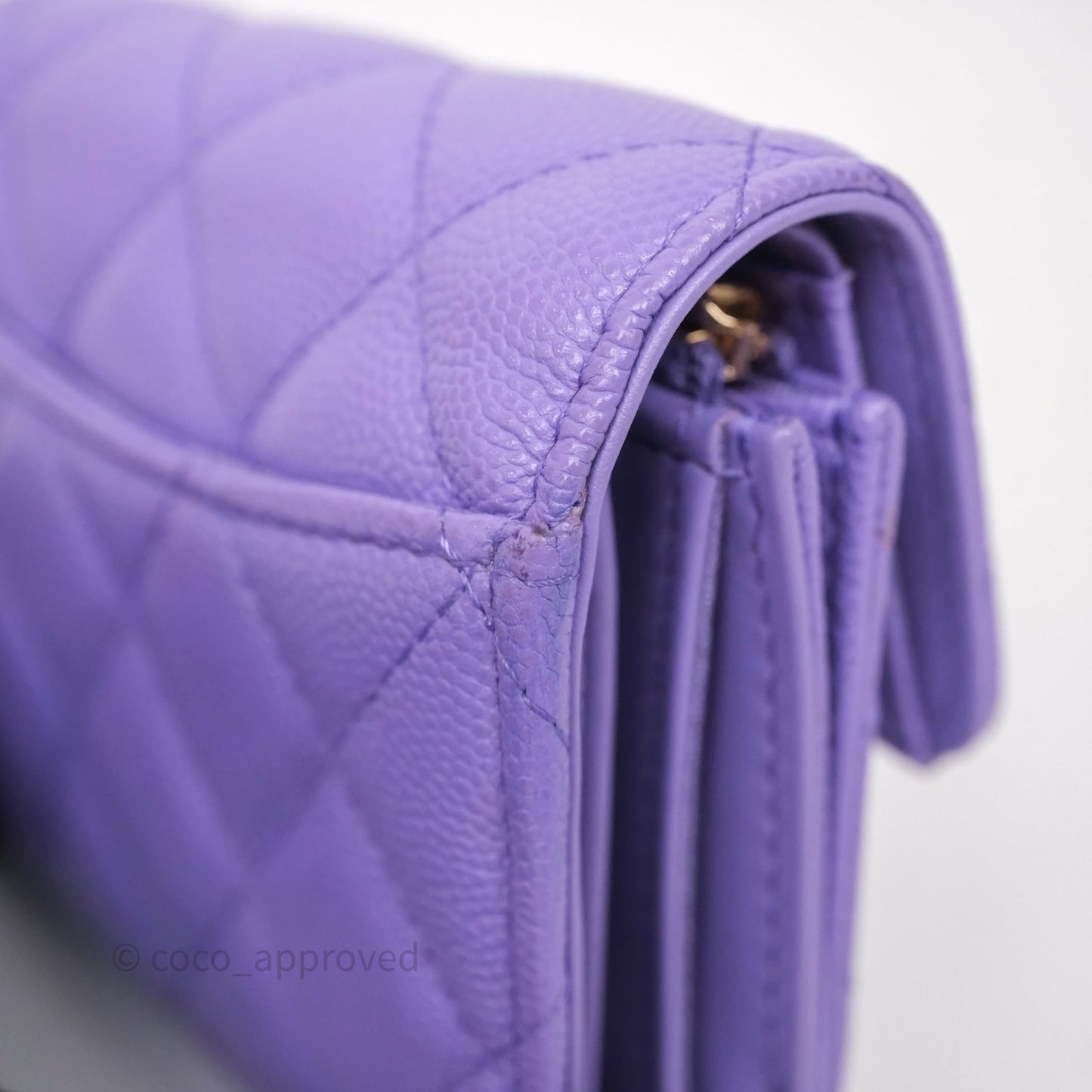Chanel Classic Short Flap Wallet Purple Caviar Gold Hardware