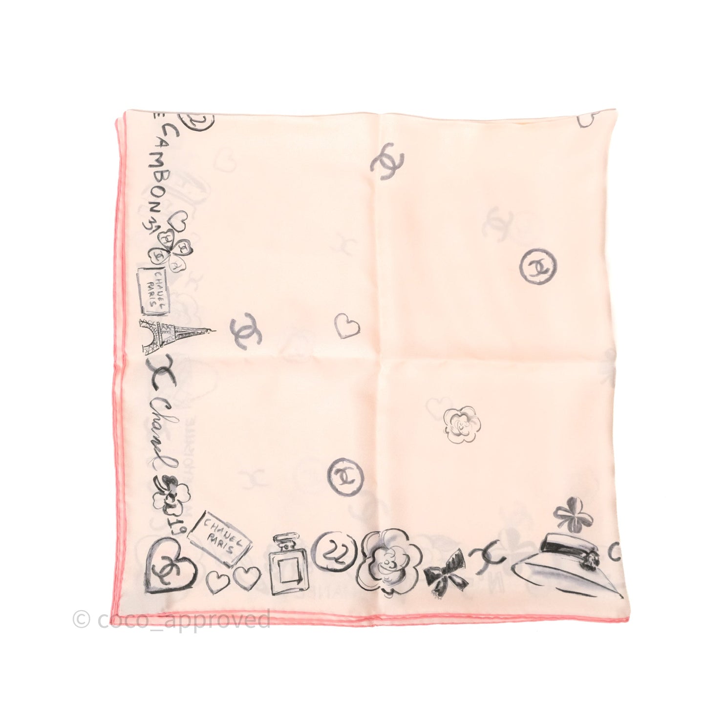 Chanel Silk Scarf 90 Light Pink