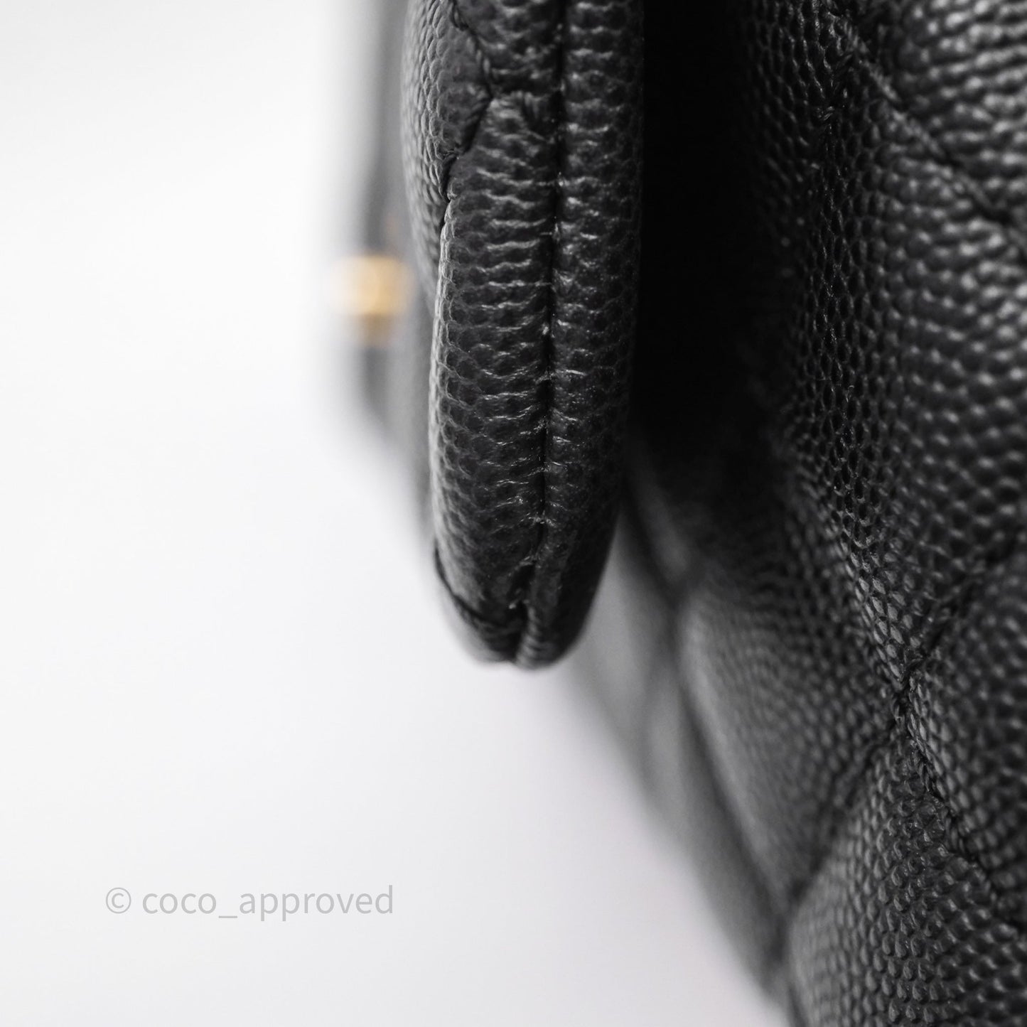 Chanel Small Quilted Coco Handle Black Caviar Aged Gold Hardware
