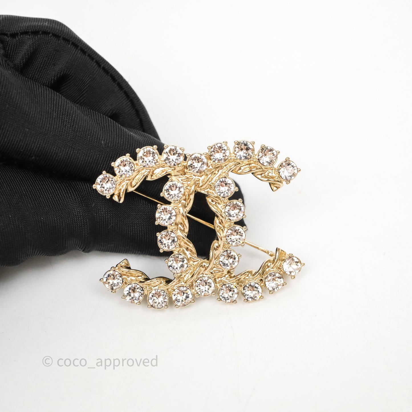 Chanel Crystal CC Brooch Gold Tone 21C