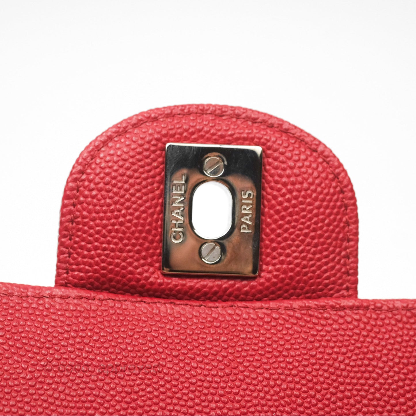 Chanel Quilted Mini Rectangular Red Caviar Silver Hardware