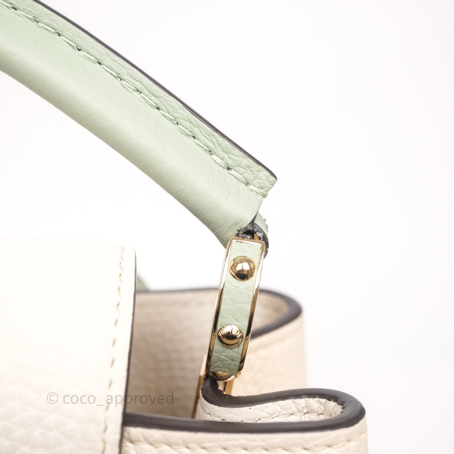 Louis Vuitton Capucines BB Creme Rose Jade Taurillon Leather Gold Hardware