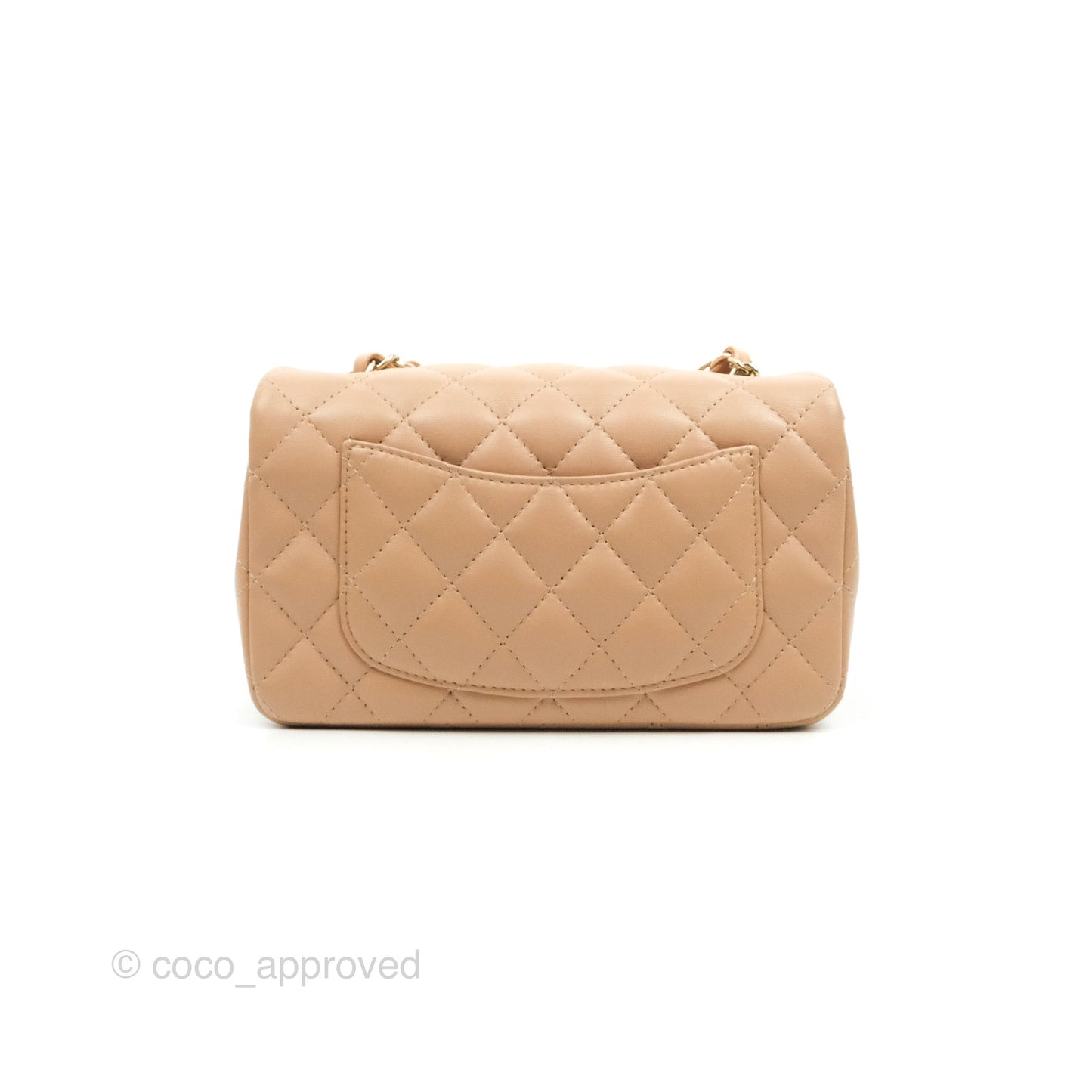 Chanel Quilted Mini Rectangular Flap Beige Lambskin Gold Hardware