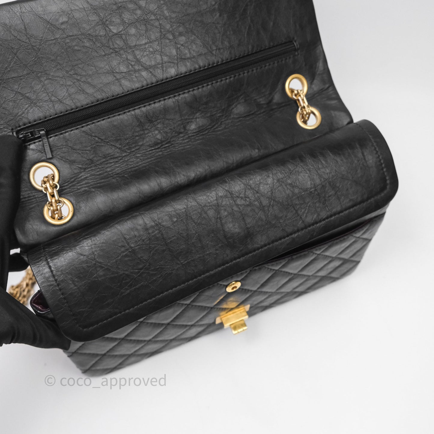 Chanel Quilted Reissue 226 Aged Calfskin Black Aged Gold Hardware
