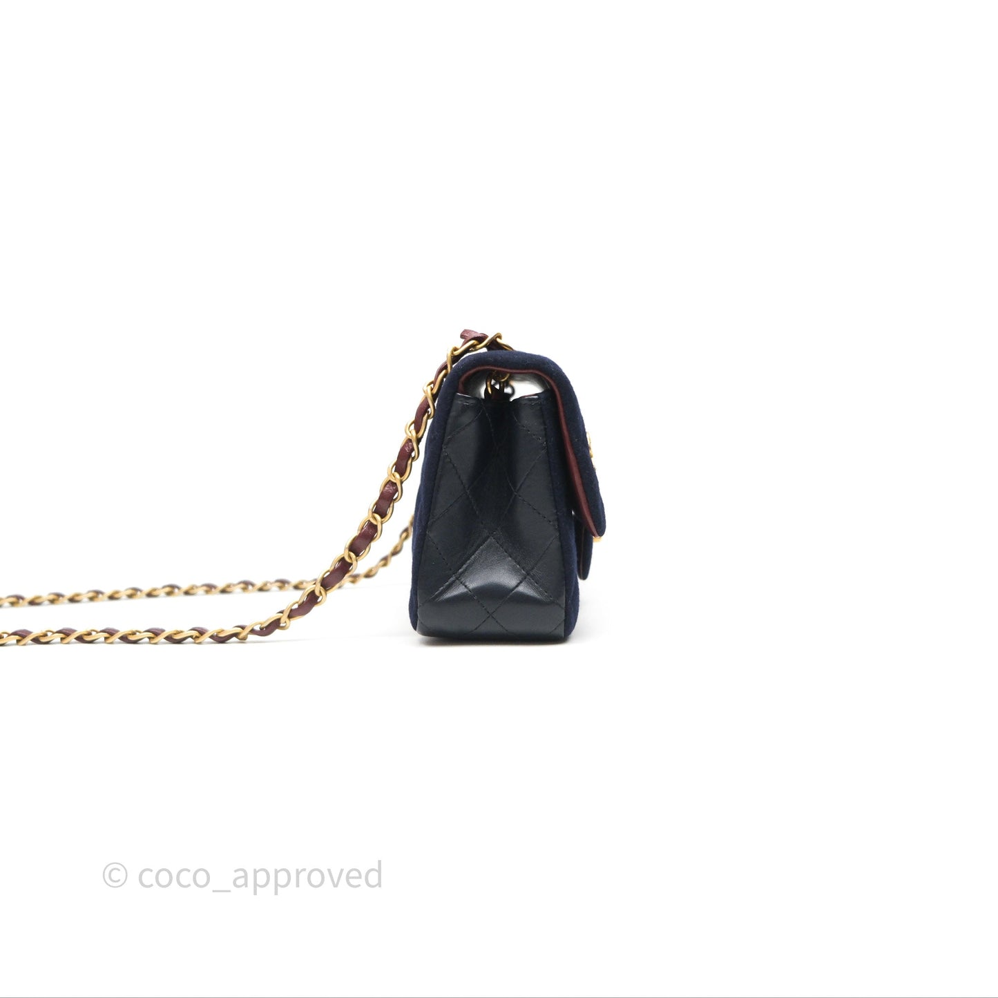 Chanel Paris-Hamburg Charms Mini Rectangular Flap Navy Wool 18C