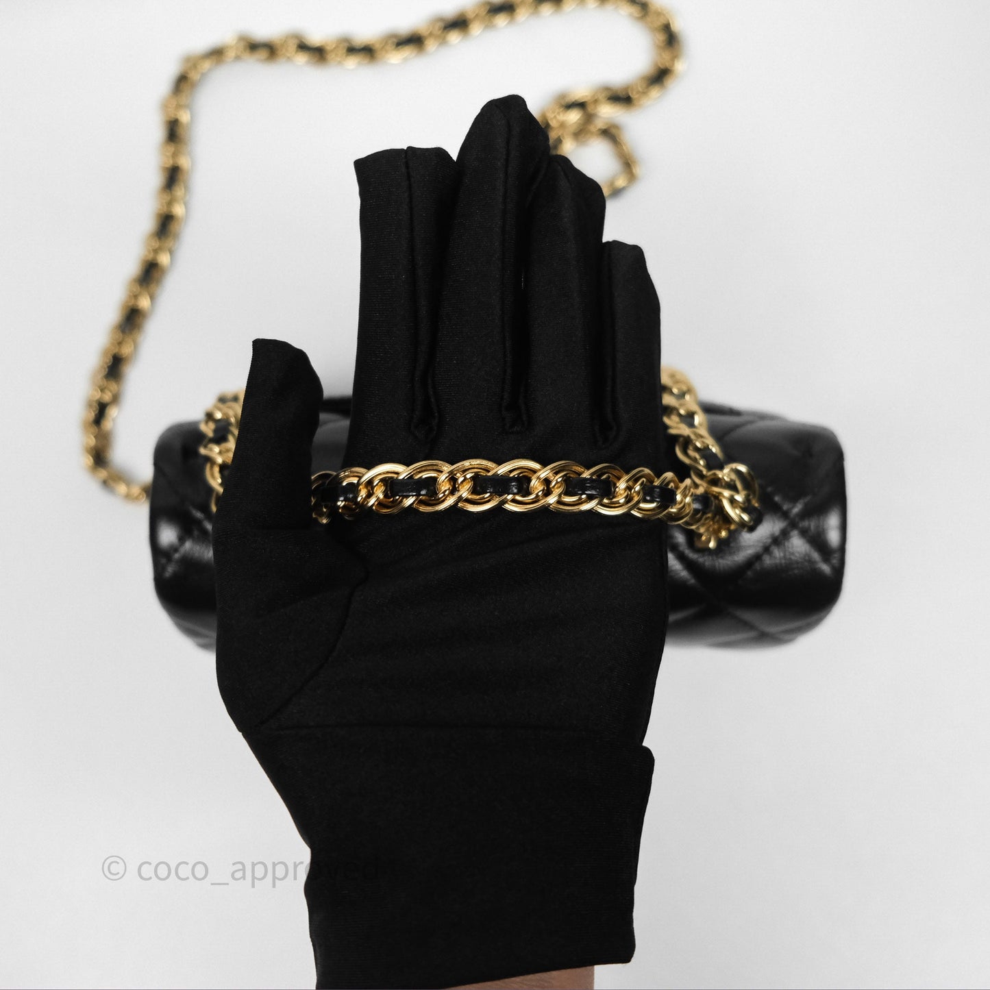 Chanel Top Handle Flap Bag Black Shiny Lambskin Gold Hardware 23S