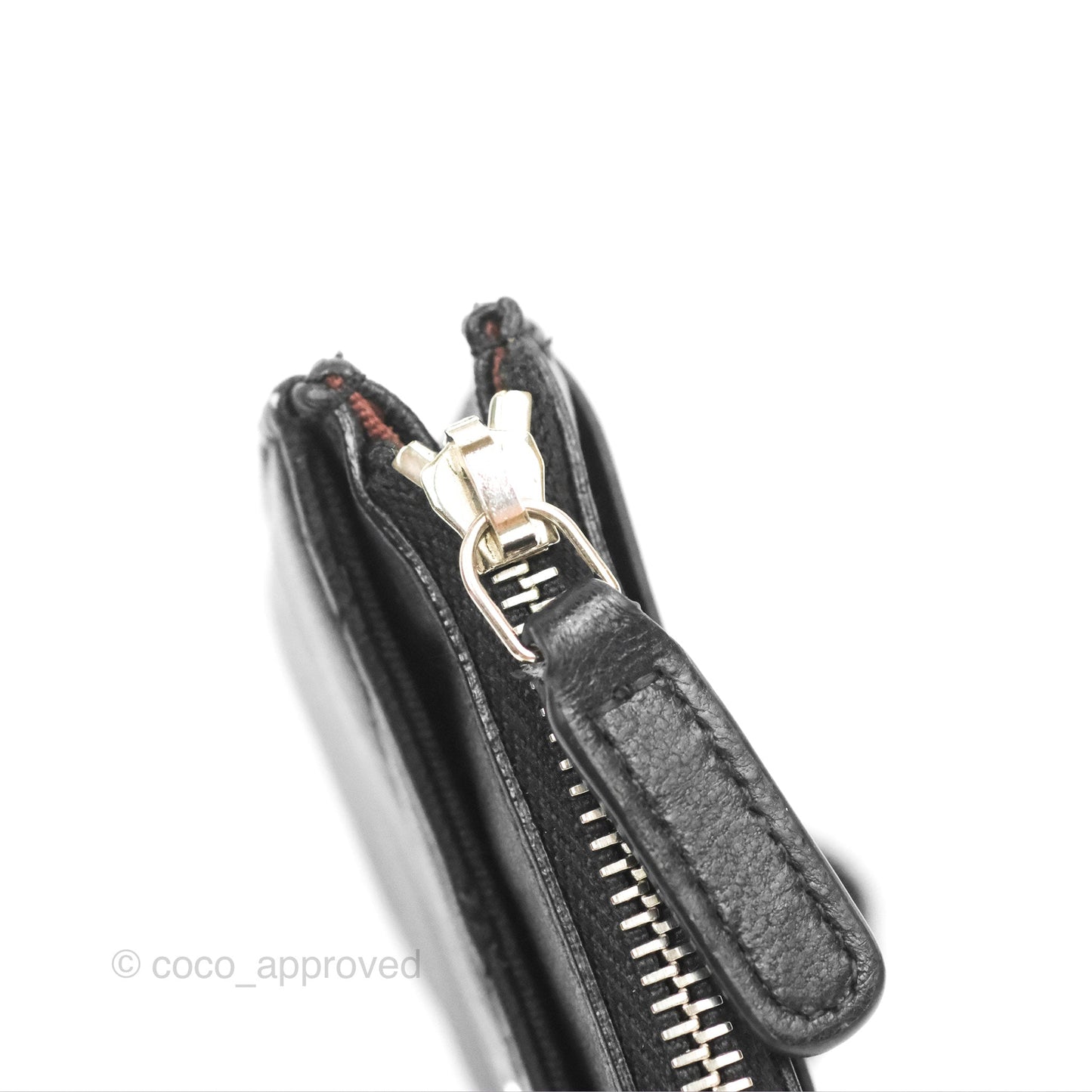 Chanel Chevron CC Zipped Card Holder Black Lambskin Silver Hardware