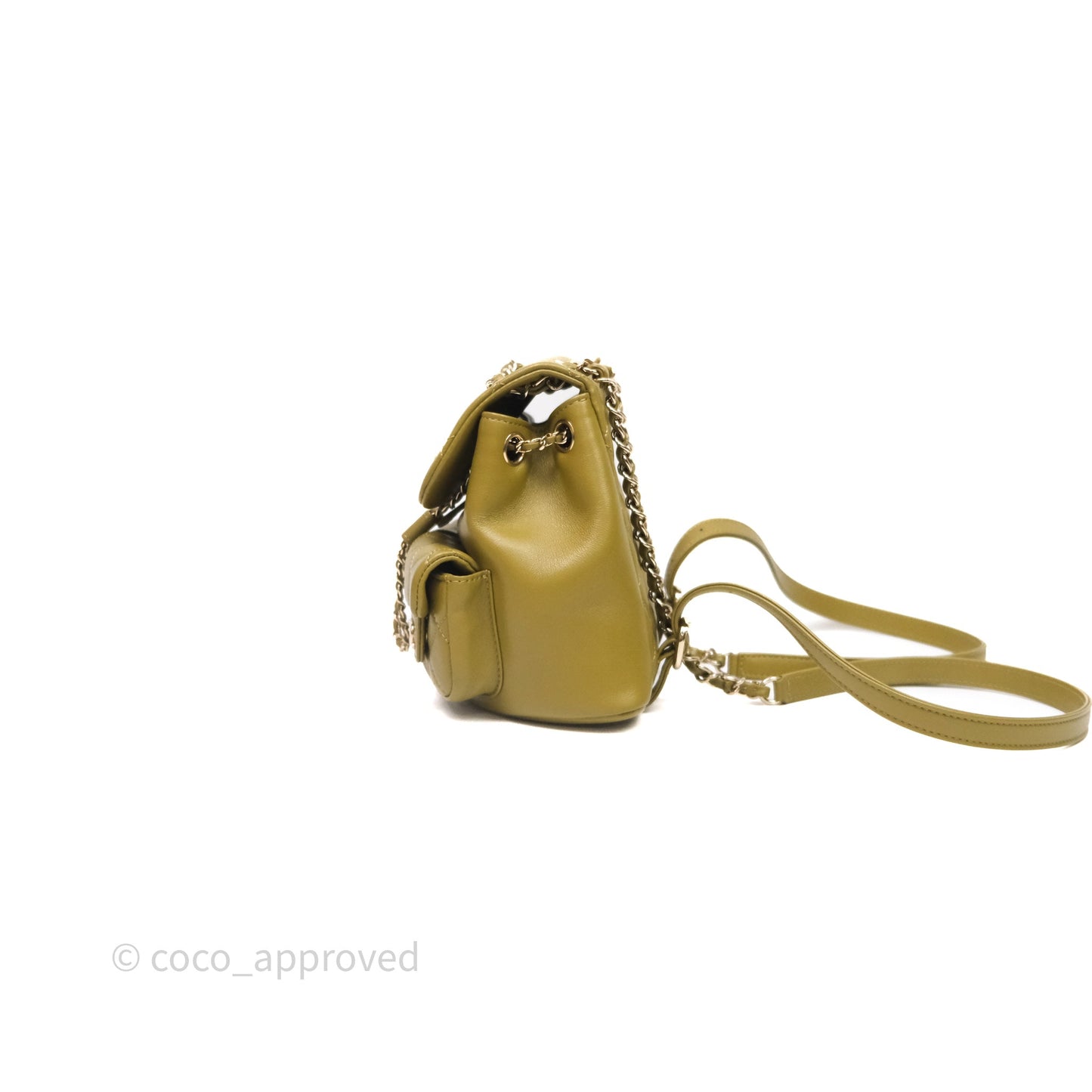 Chanel Mini Duma Backpack Olive Green Calfskin Gold Hardware