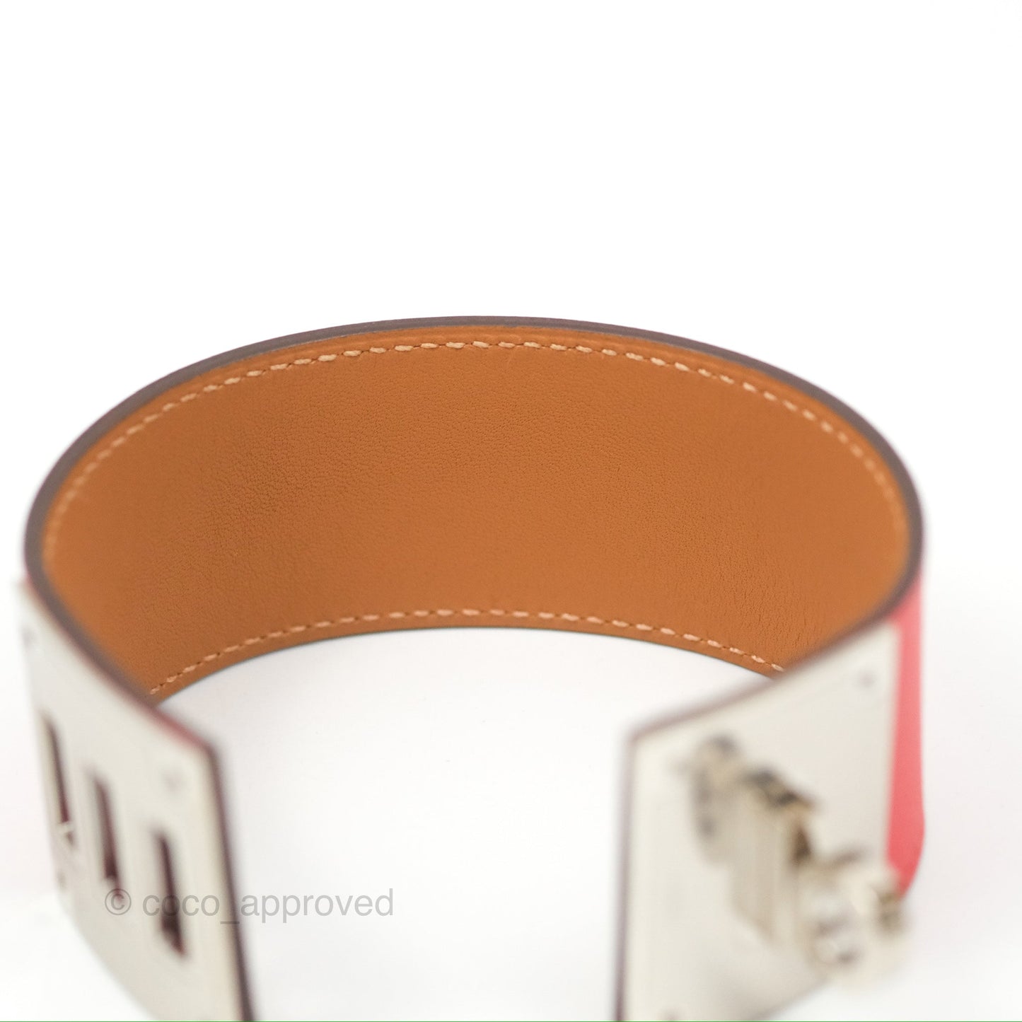 Hermes Kelly Dog Bracelet Red Swift Palladium Hardware