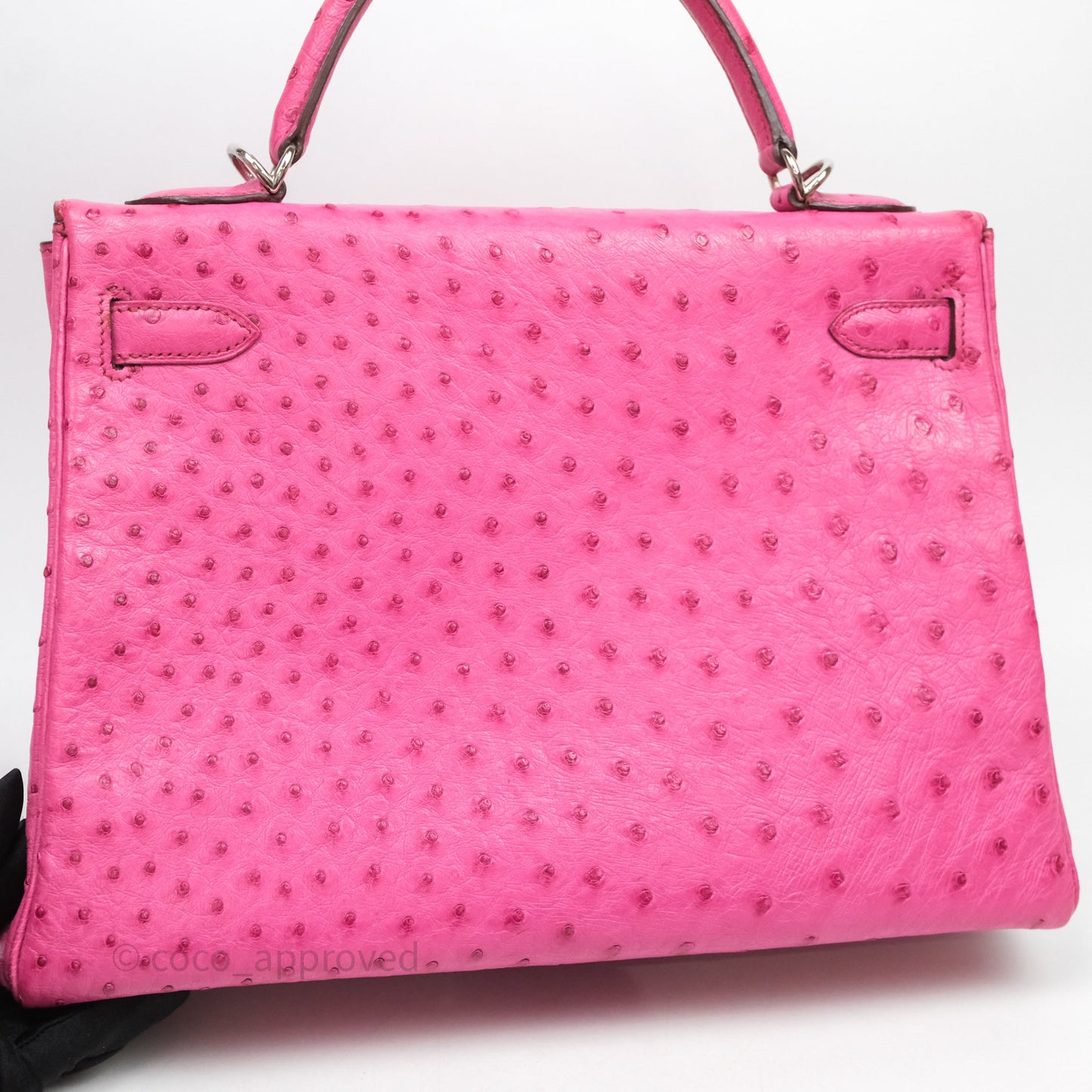 Hermes Kelly 32 Fuchsia Ostrich Palladium Hardware
