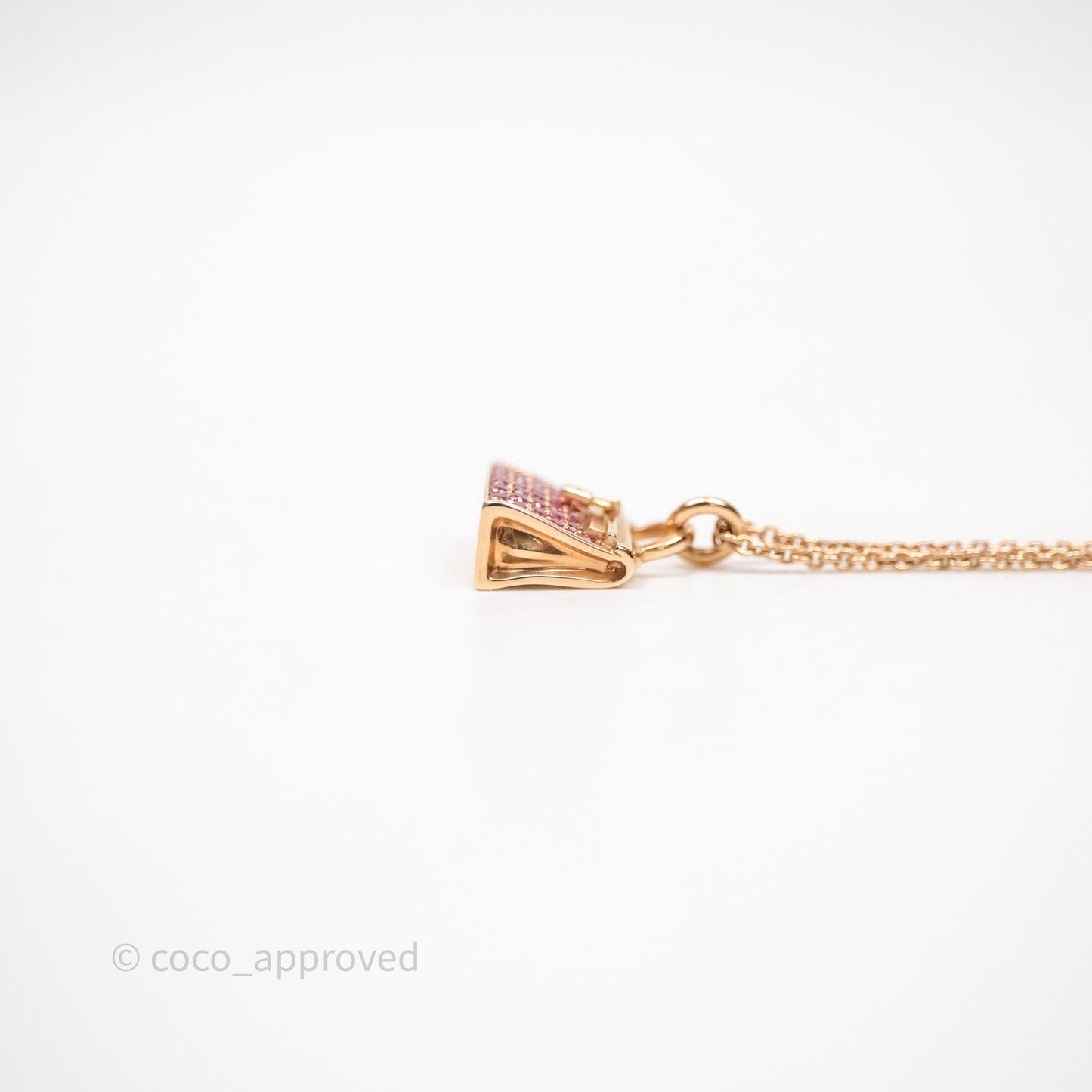 Hermès Kelly Amulettes Pink Diamonds Pendant Necklace Rose Gold