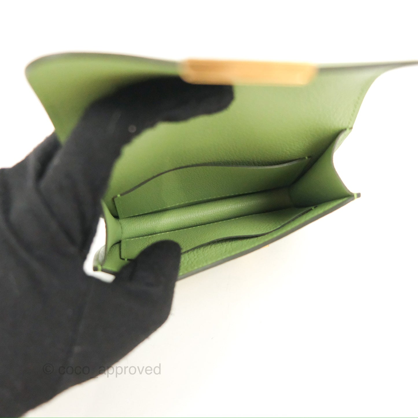 Hermès Constance Slim Wallet Vert Criquet Evercolour Gold Hardware