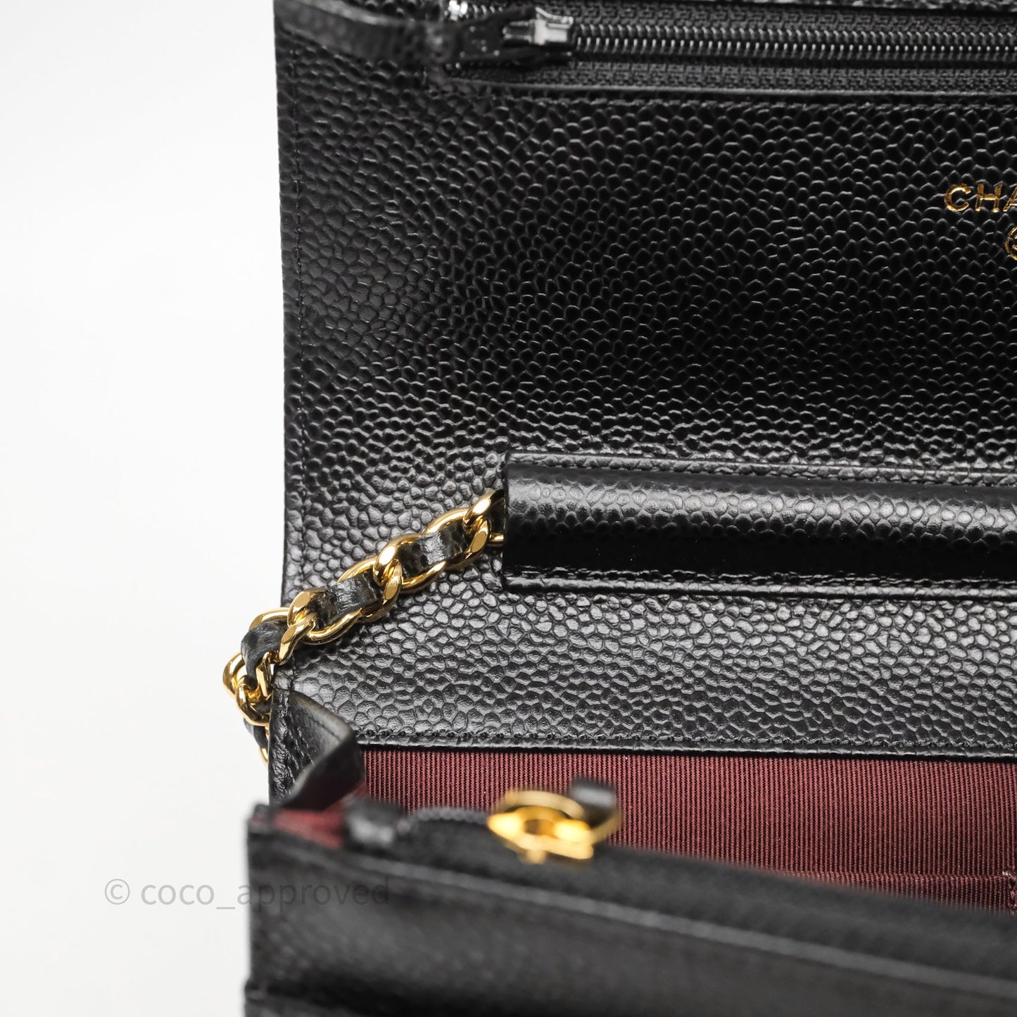 Chanel Quilted Classic Wallet On Chain WOC Black Caviar Gold Hardware