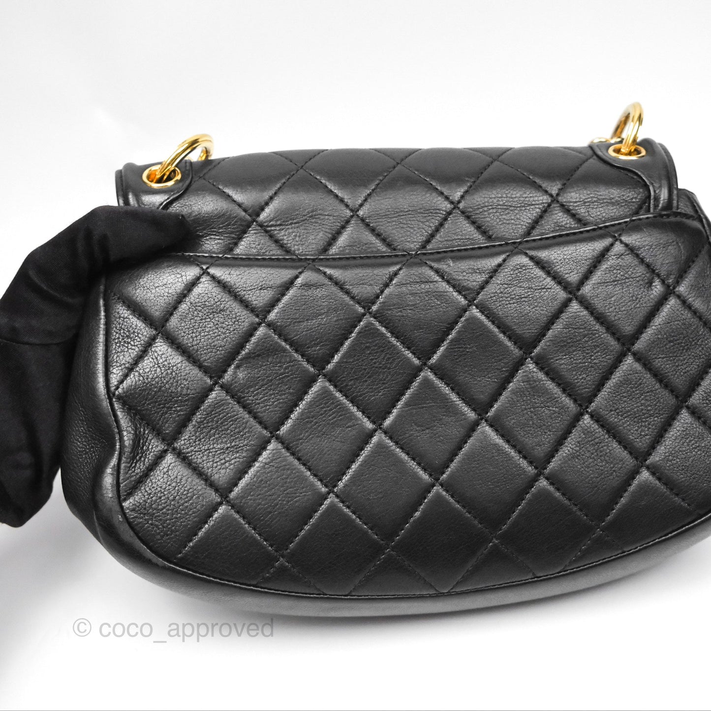 Chanel Small Underline Saddle Flap Bag Black Calfskin Gold Hardware