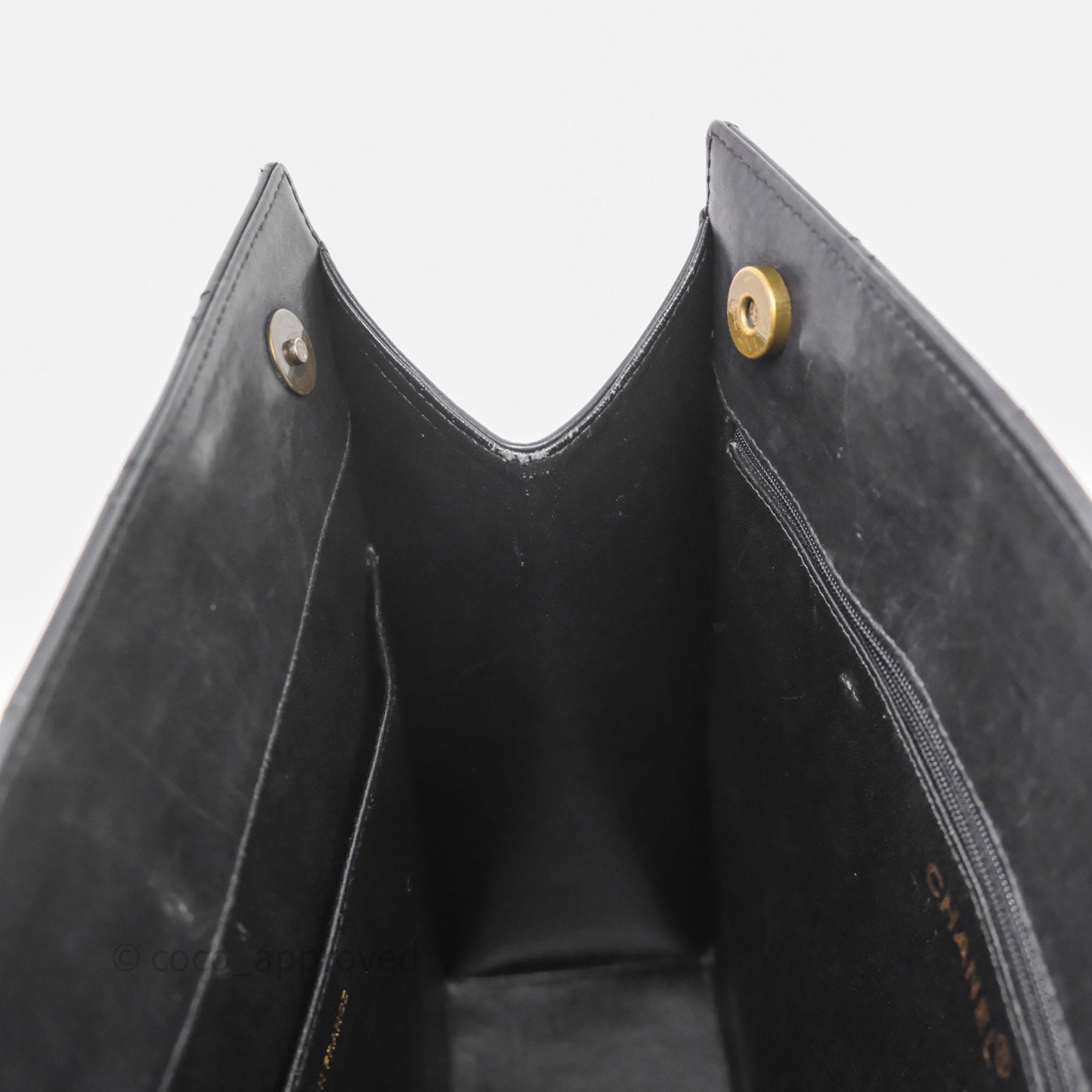 Chanel Vintage Tote Bag Quilted Black Lambskin Antique Gold Hardware