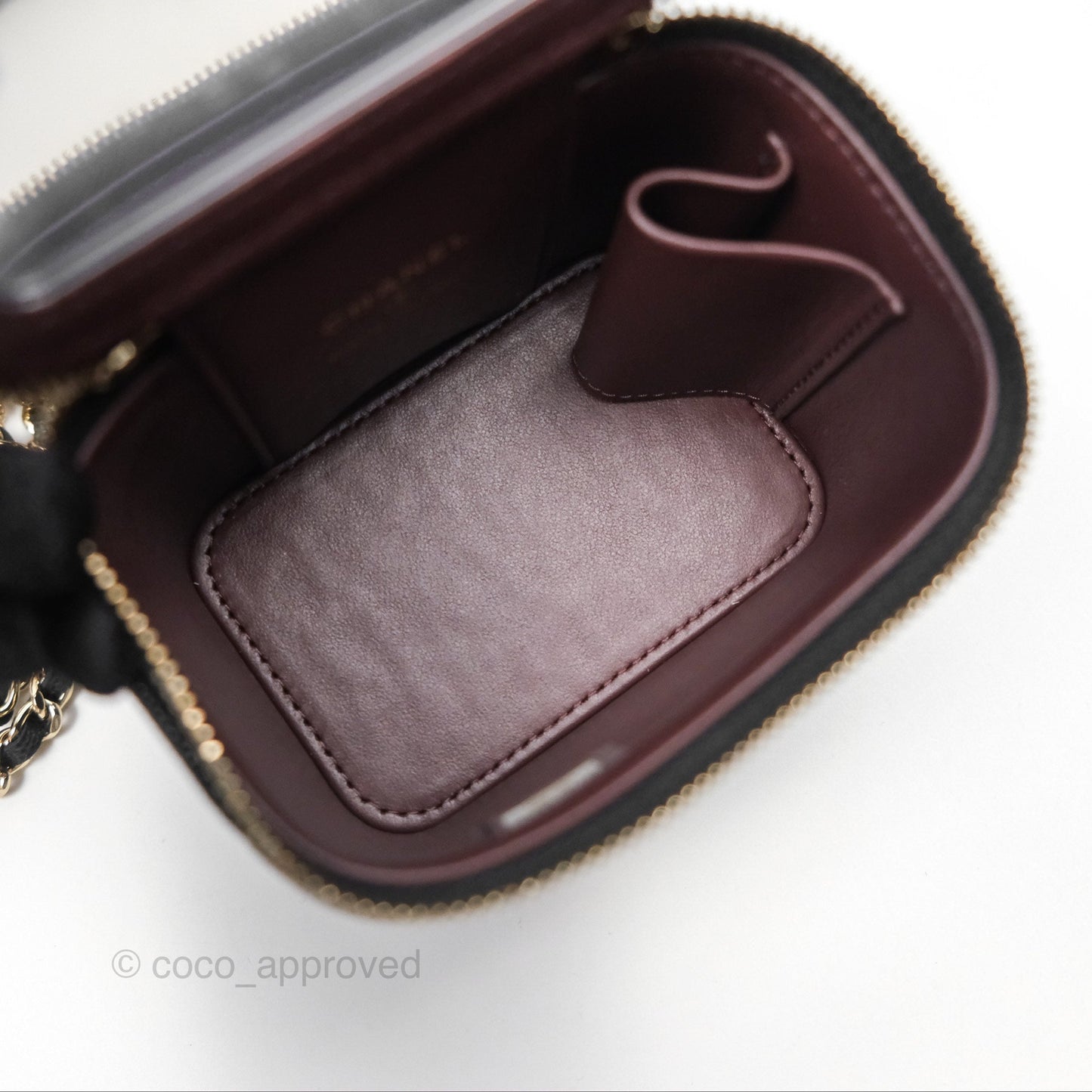 Chanel Mini Vanity With Chain Black Caviar Gold Hardware