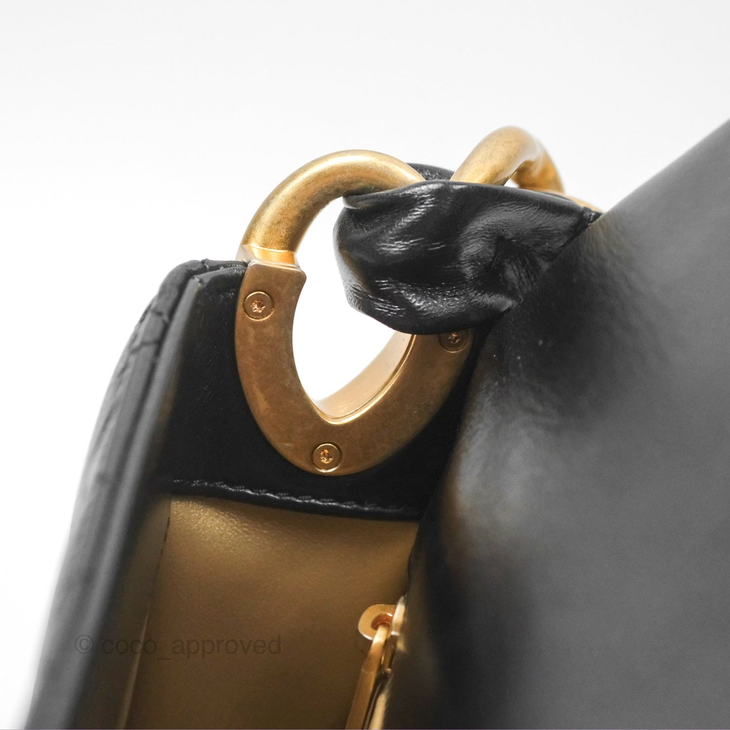 Chanel CC Chain Shoulder Bag Black Shiny Aged Calfskin