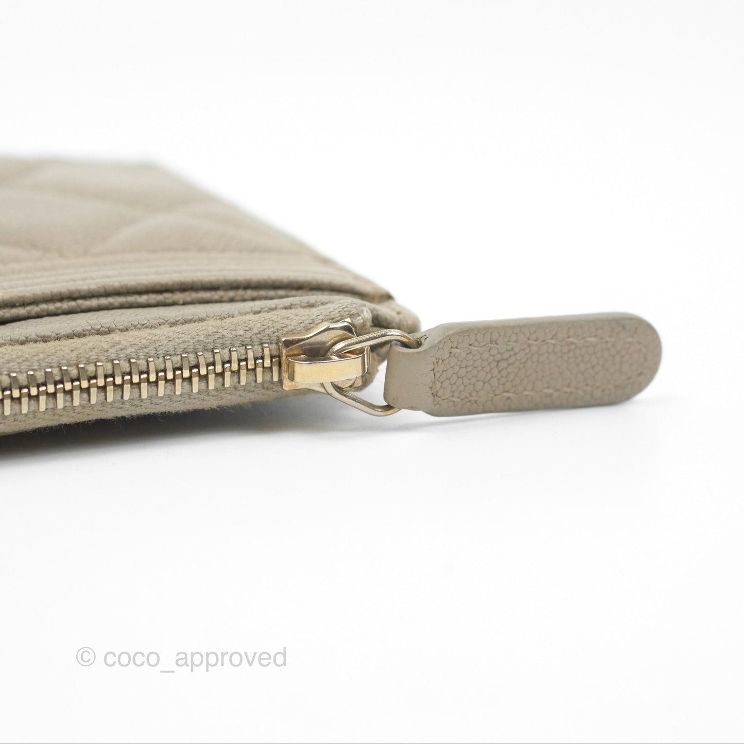 Chanel Boy Long Pouch Wallet Taupe Grey Caviar Aged Gold Hardware