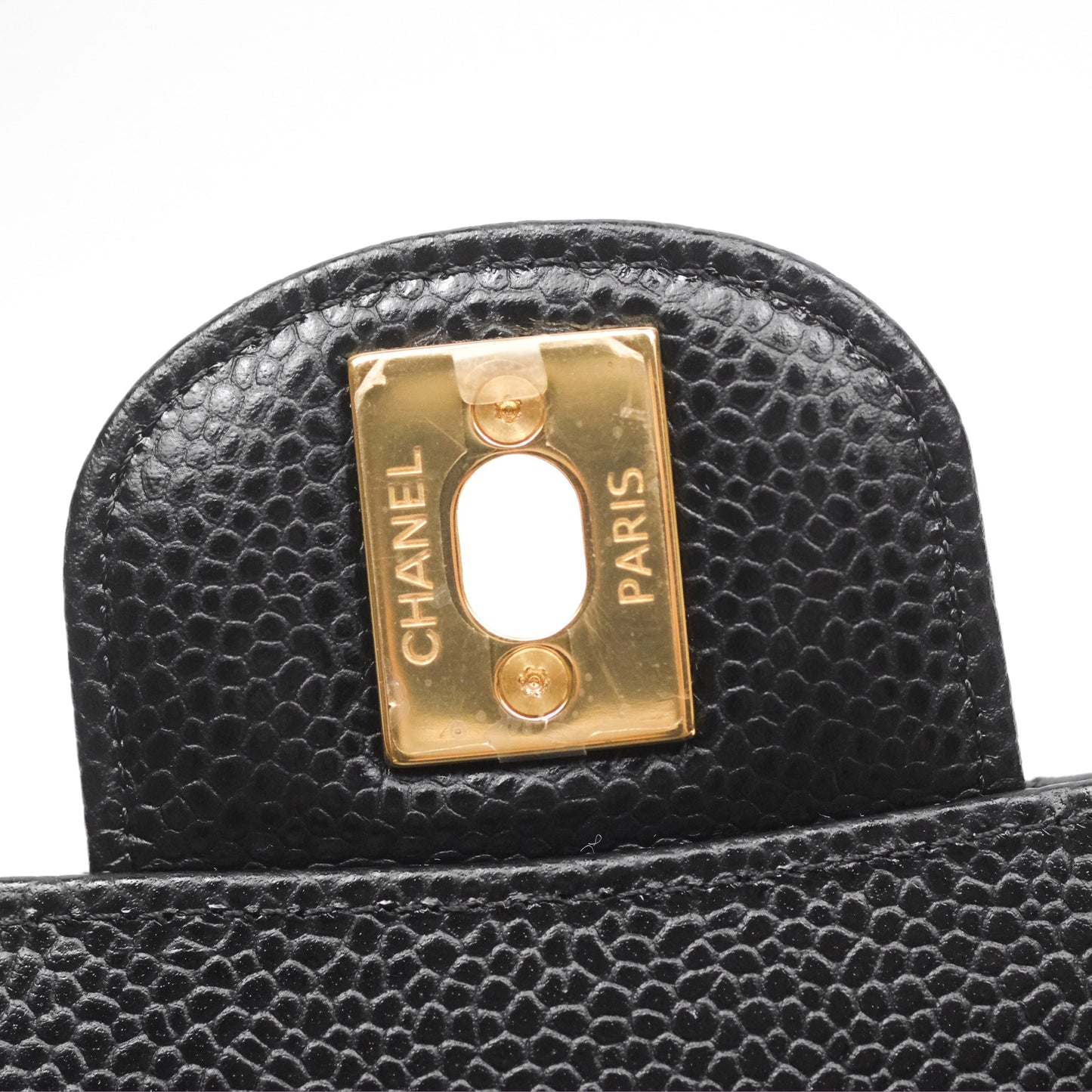 Chanel Classic M/L Medium Flap Quilted Black Caviar Gold Hardware