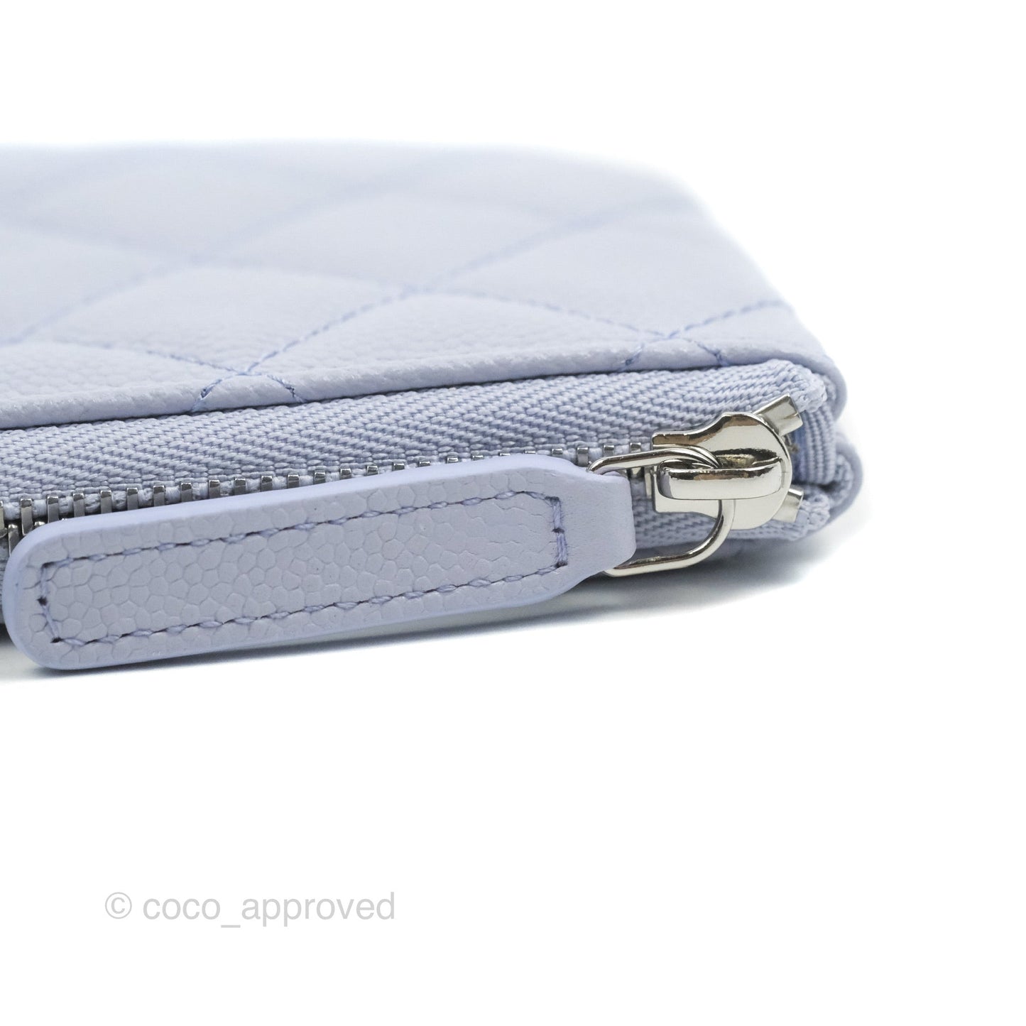 Chanel Classic Mini Quilted O Case Lilac Caviar Silver Hardware