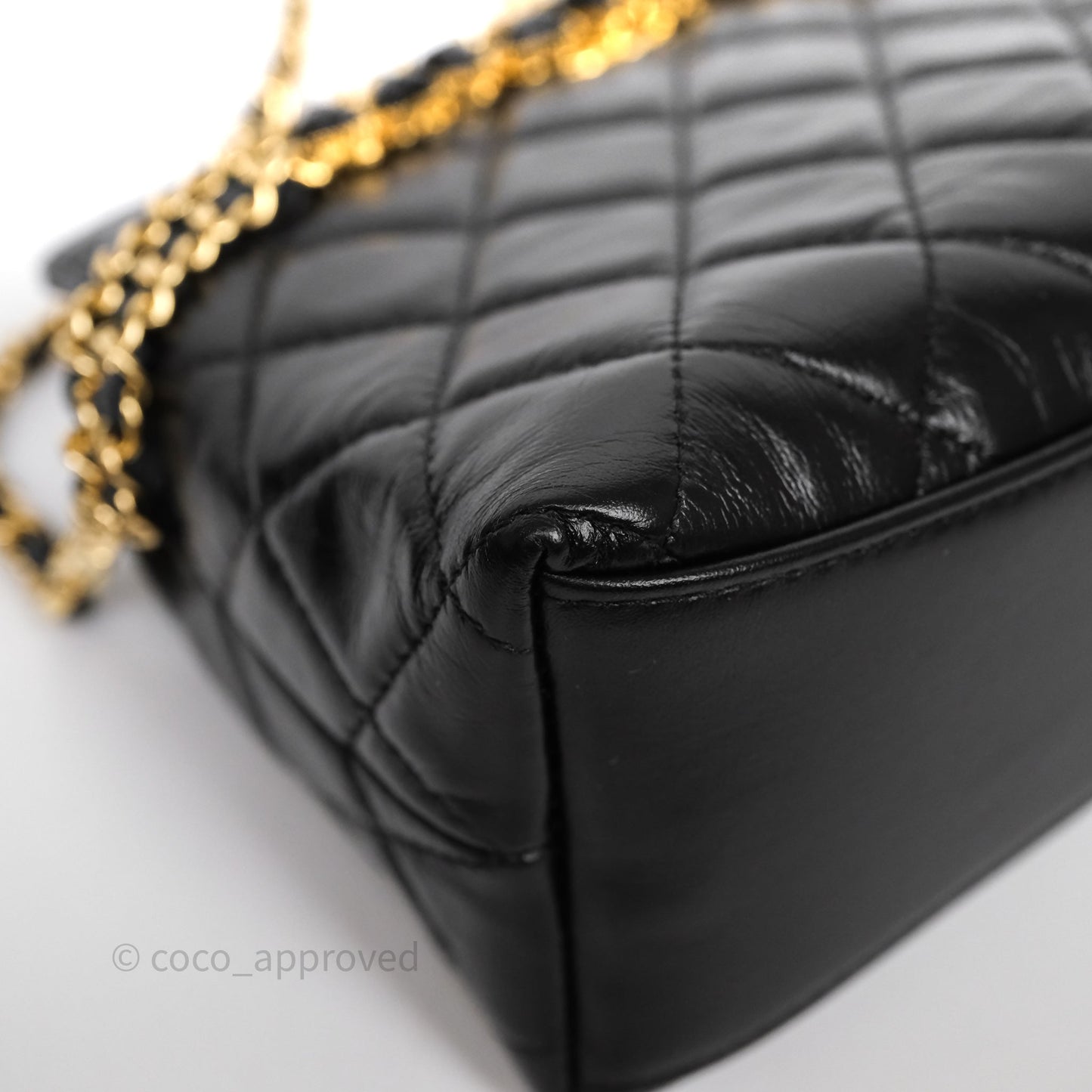 Chanel Clutch With Heart Chain Black Lambskin Gold Hardware