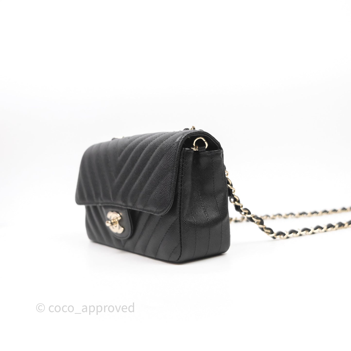 Chanel Quilted Mini Rectangular Black Caviar Gold Hardware