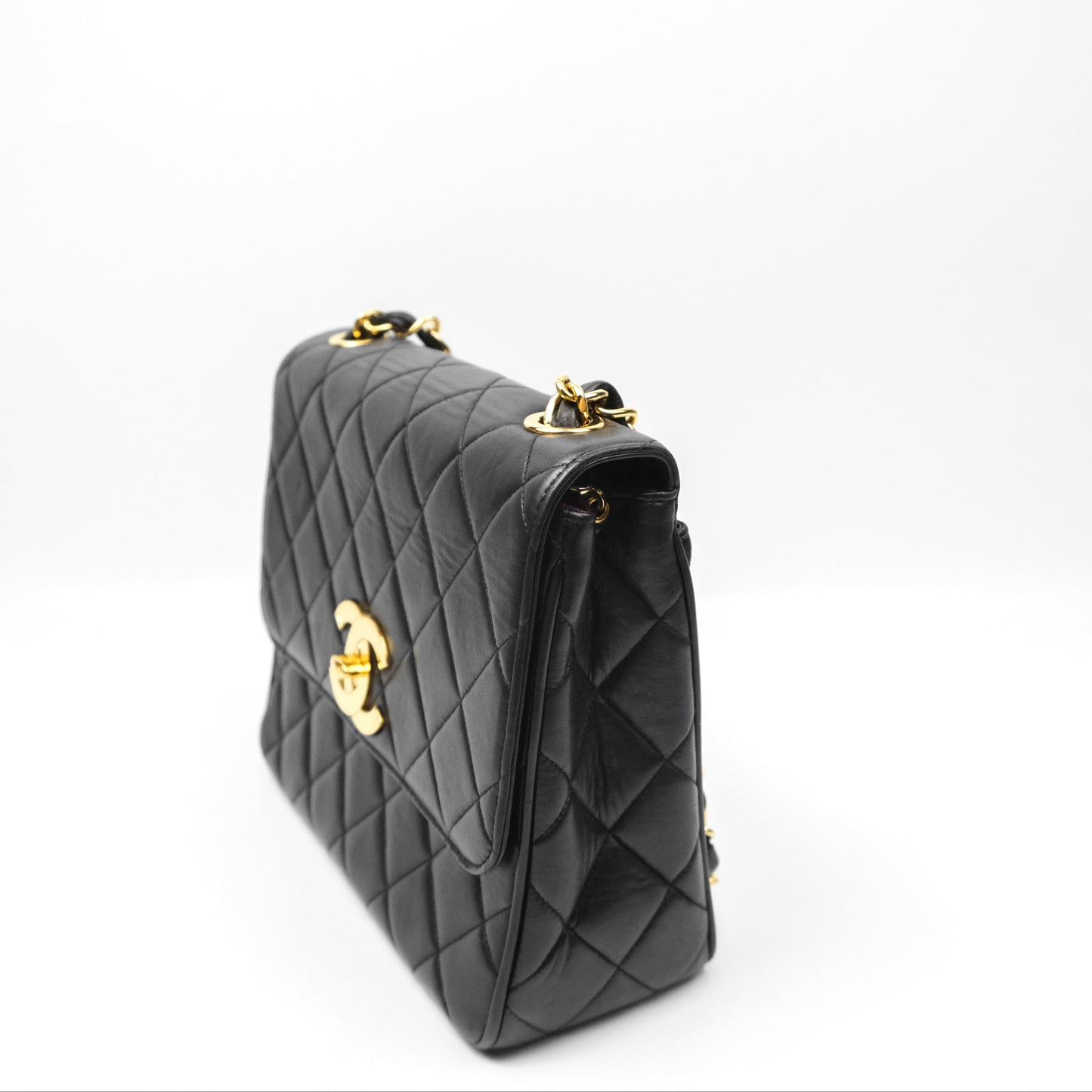 Chanel Vintage Flap Bag Black Lambskin 24K Gold Hardware