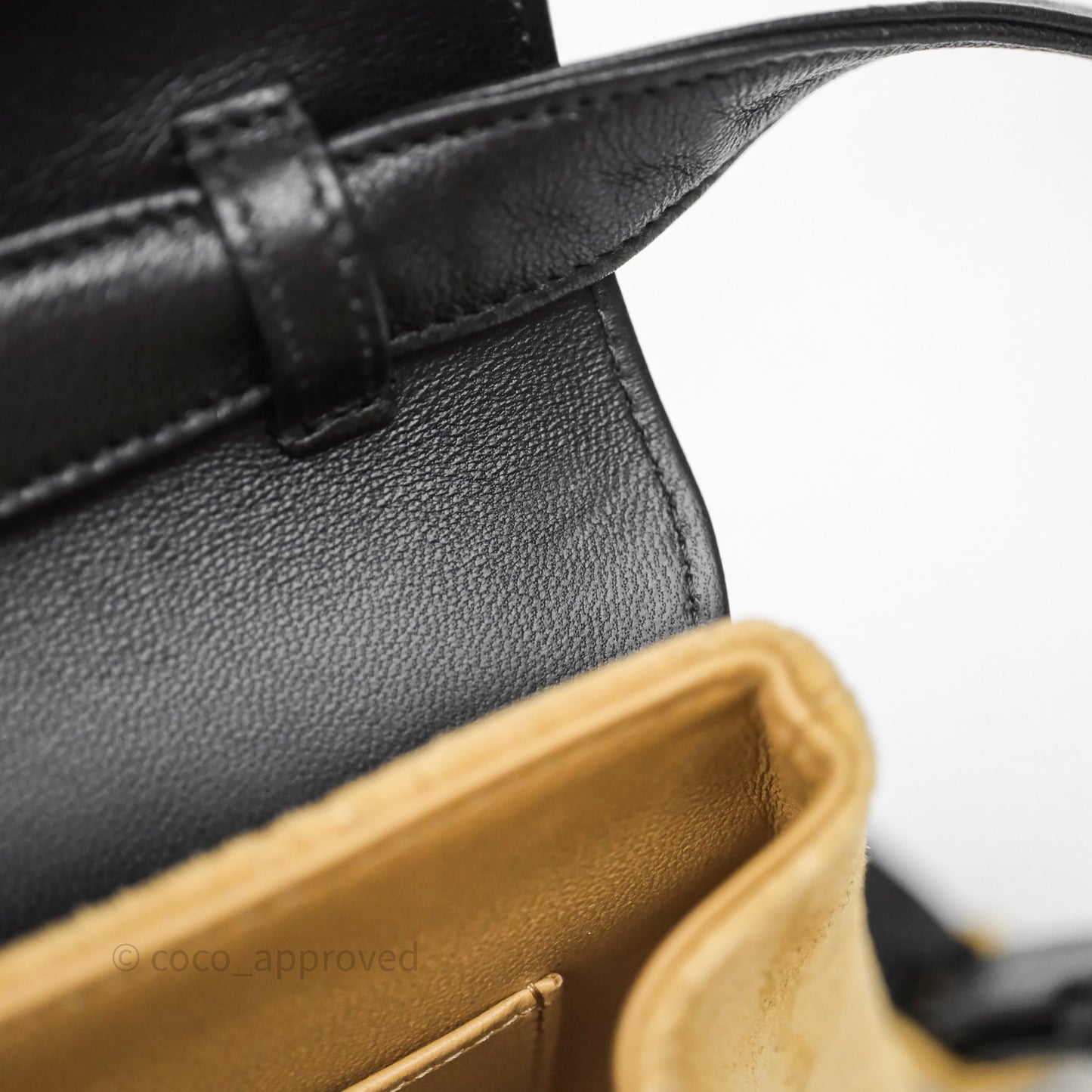 Chanel Mini Flap Bag Camel Suede/ Black Lambskin Gold Hardware