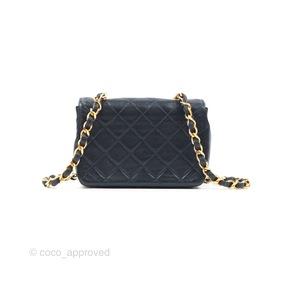 Chanel Mini Dark Navy Lambskin Flap Shoulder Bag 24K Gold Hardware