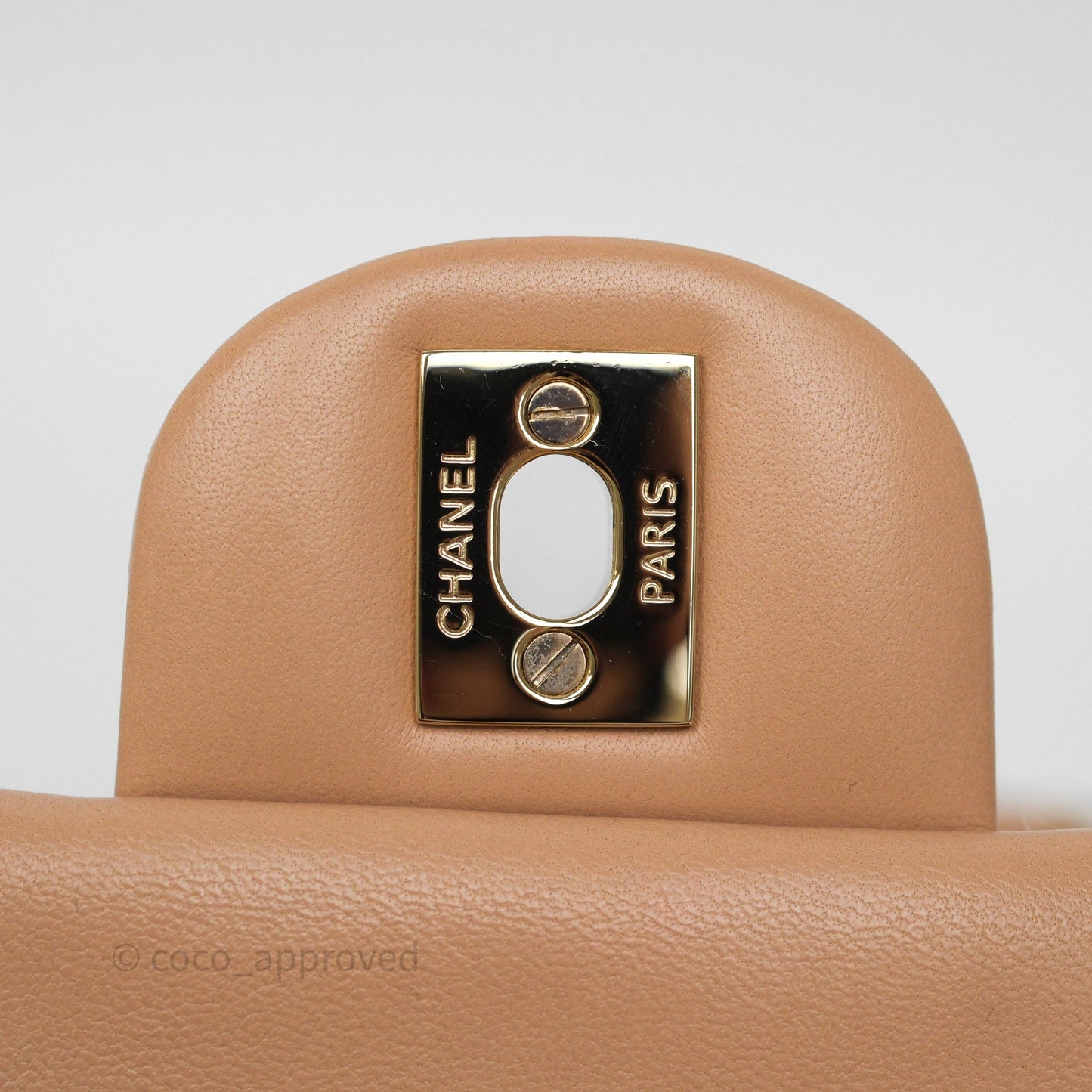 Chanel Mini Rectangular Quilted Beige Lambskin Gold Hardware