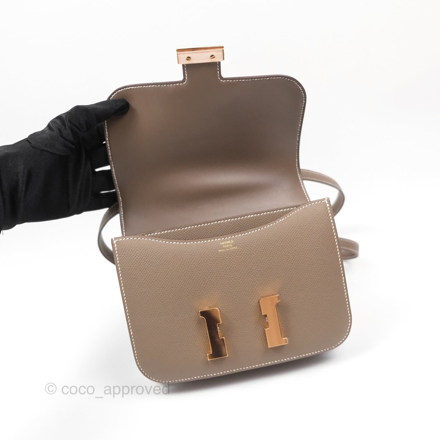 Hermès Constance Mini 18cm Mirror Etoupe 18 Epsom Rose Gold Hardware