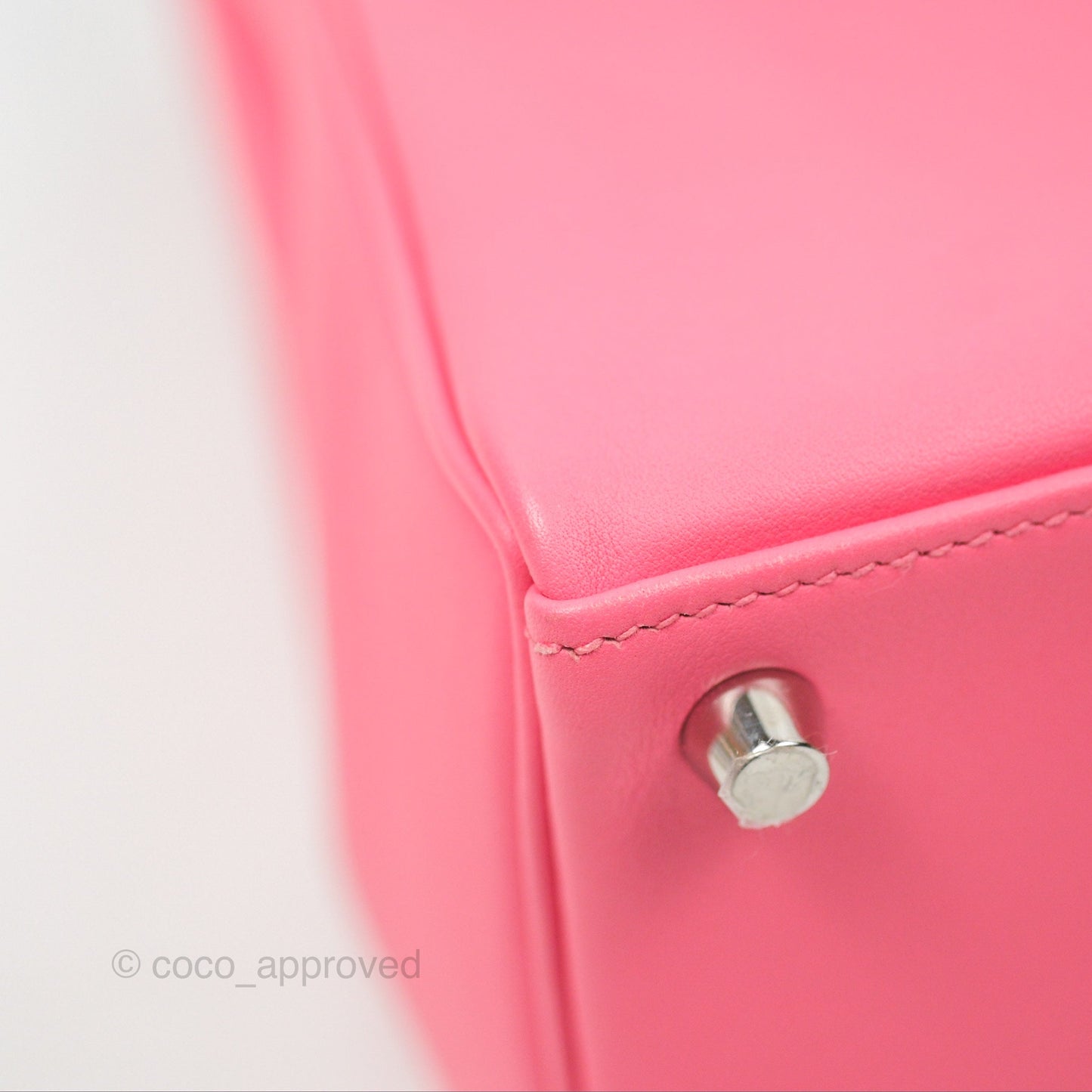 Hermès Retourne Kelly 25 Rose Azalee Swift Palladium Hardware
