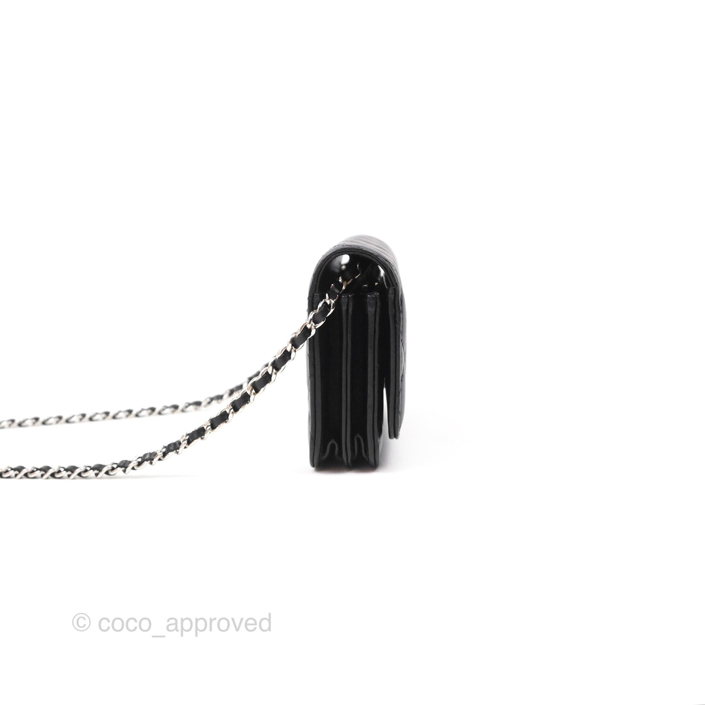 Chanel Quilted Mini Wallet on Chain WOC Black Lambskin Silver Hardware