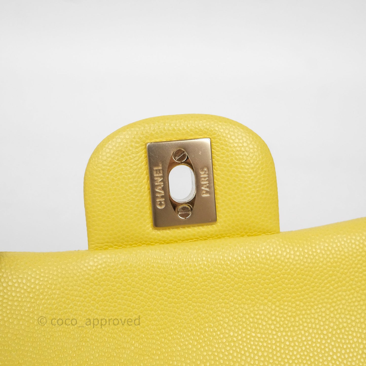 Chanel Small Classic Flap Quilted Yellow Caviar Gold Hardware