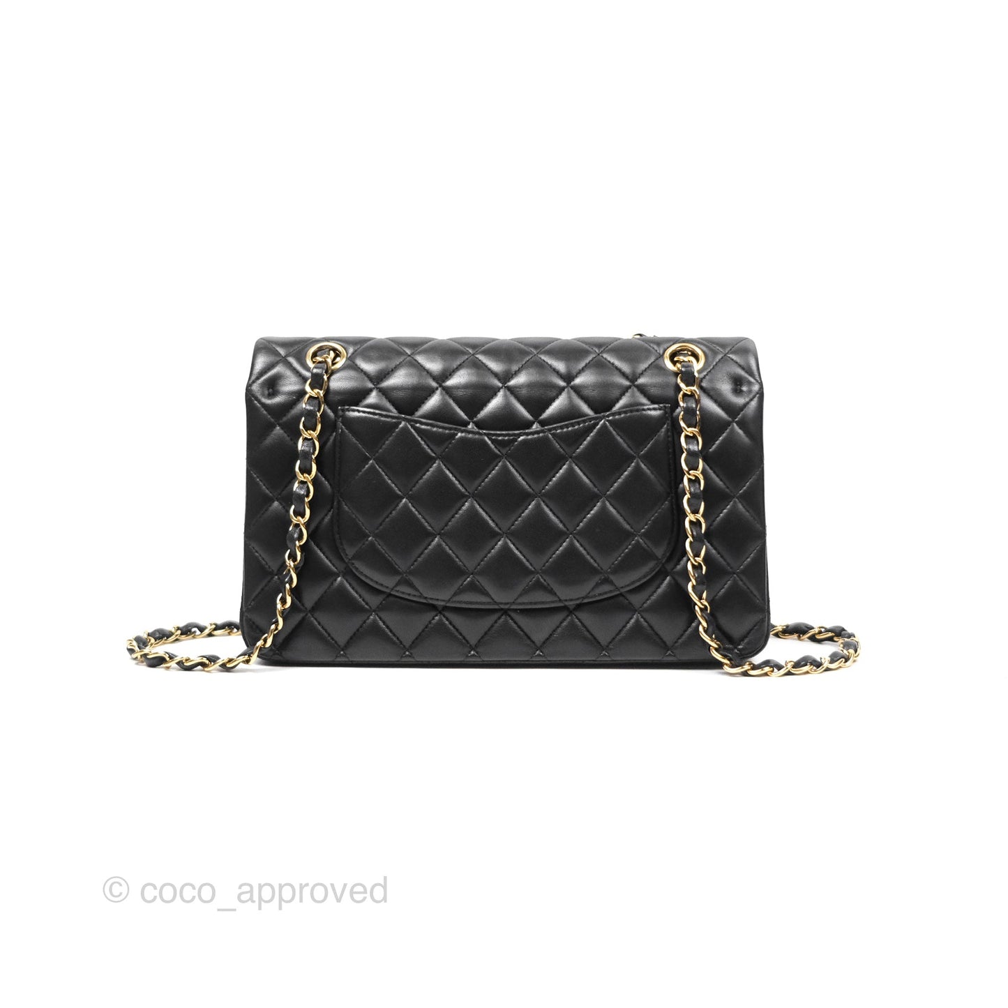Chanel Classic M/L Medium Flap Quilted Black Lambskin Gold Hardware