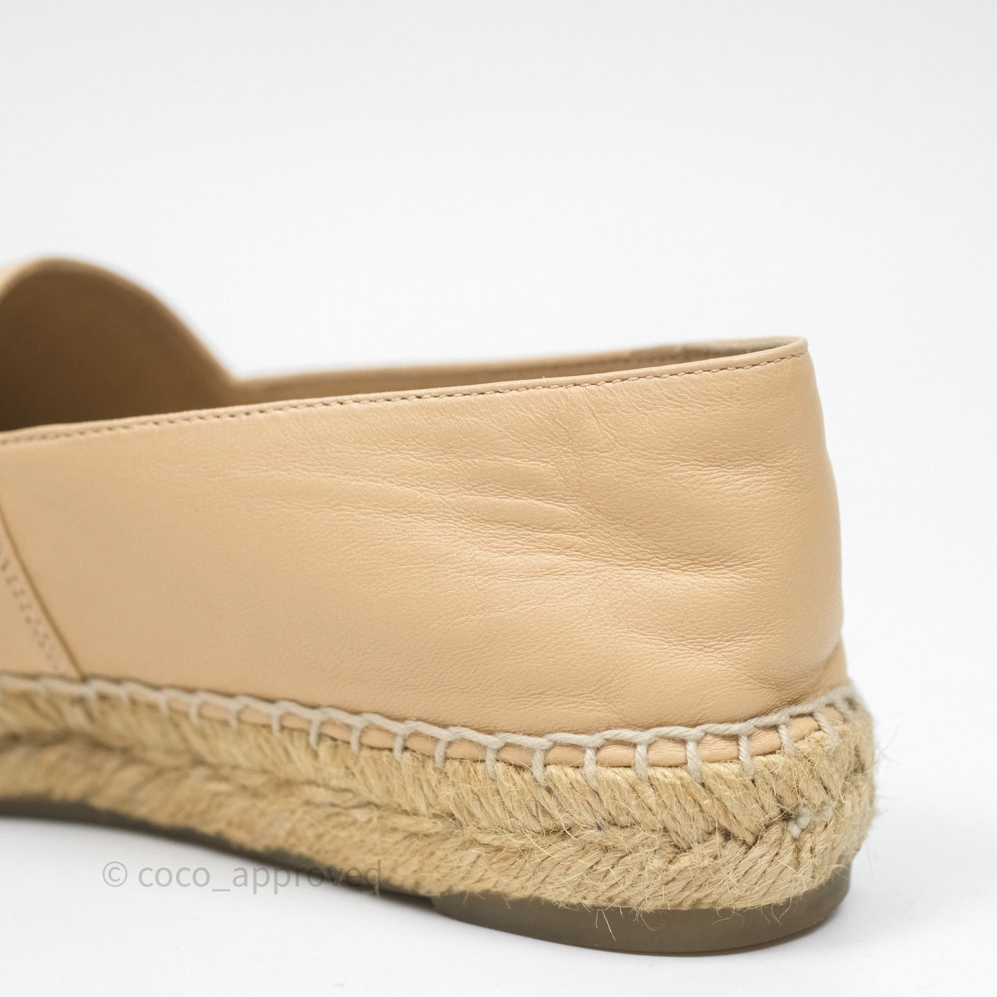 Chanel CC Espadrilles Beige Black Lambskin Size 36