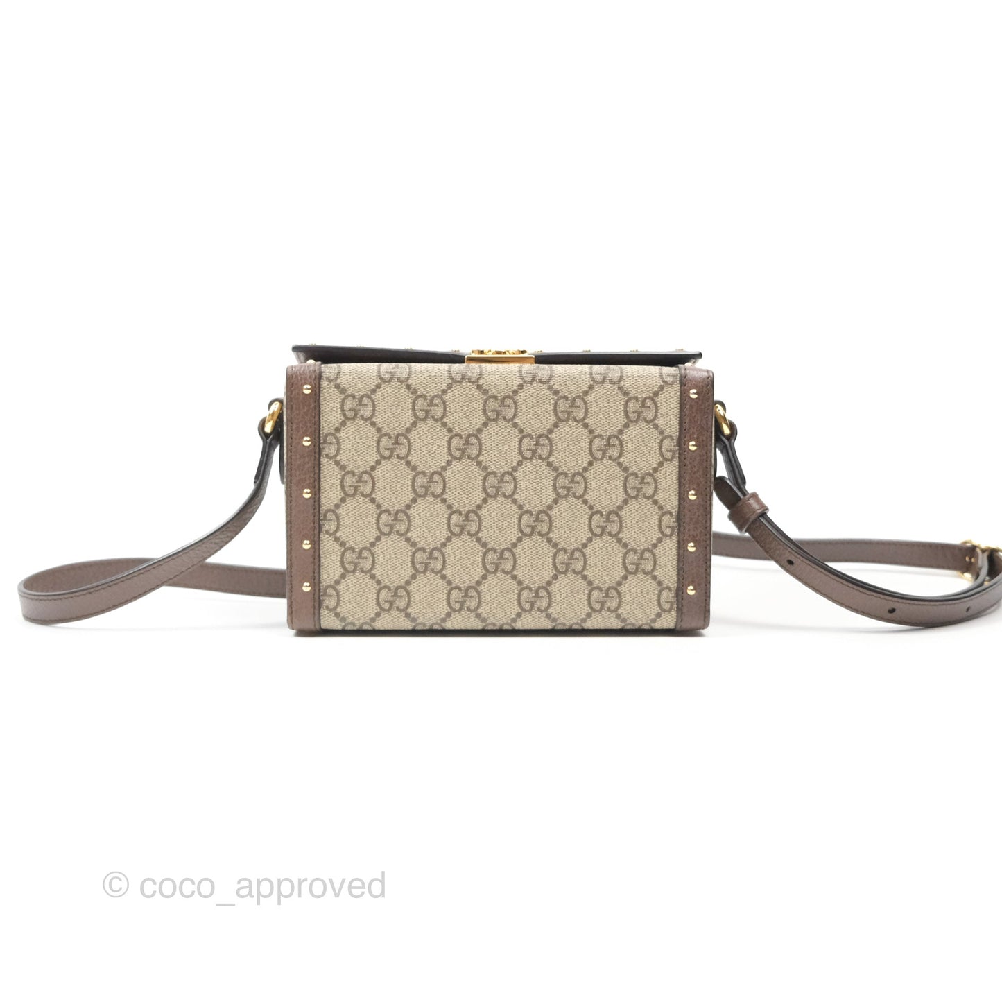 Gucci Gucci Brown/Beige GG Supreme Canvas and Leather Mini Trunk Bag