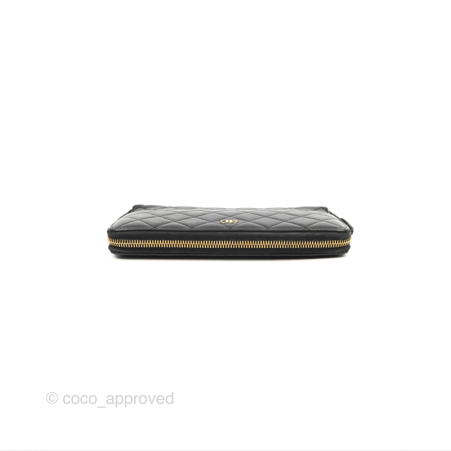 Chanel Zip Around Organiser Wallet Black Lambskin Gold Hardware