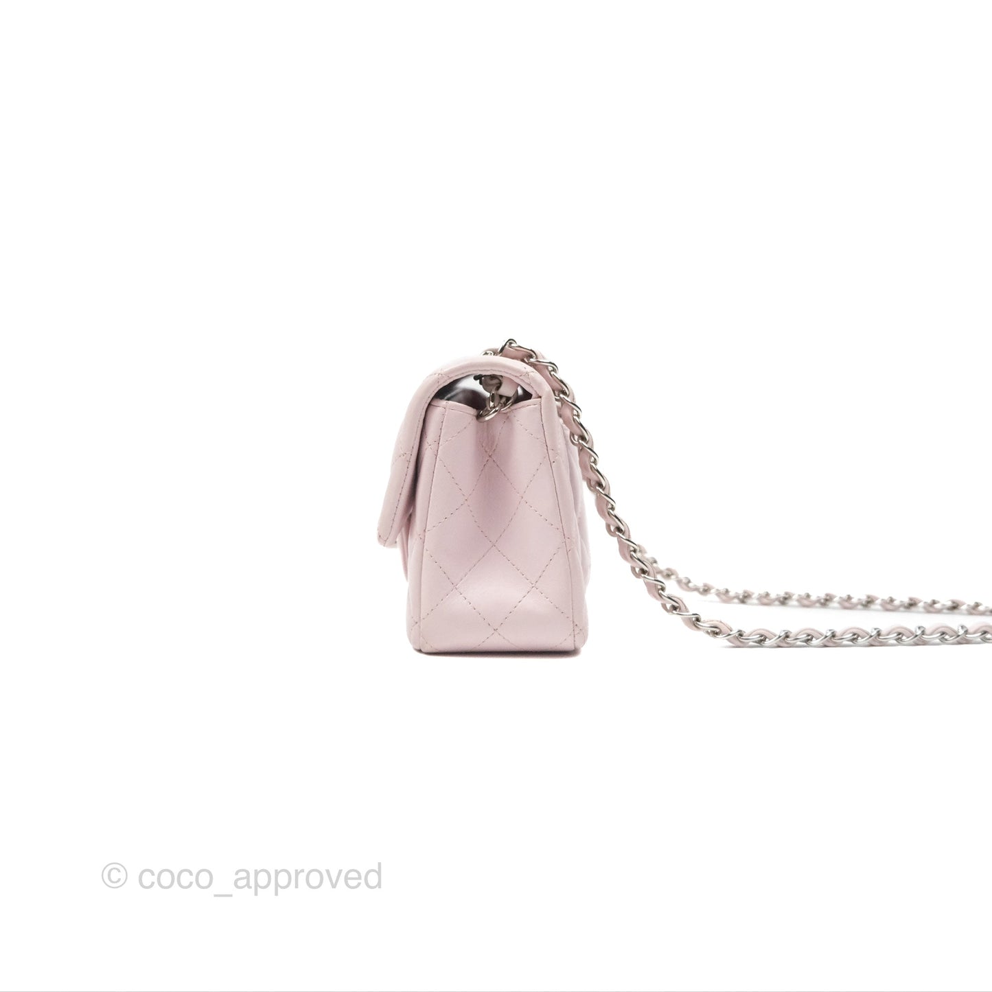 Chanel Quilted Mini Rectangular Light Pink Lambskin Silver Hardware