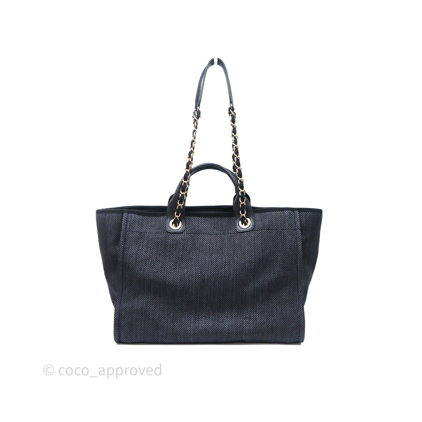 Chanel Large Deauville Charcoal Grey Canvas Light Gold Hardware