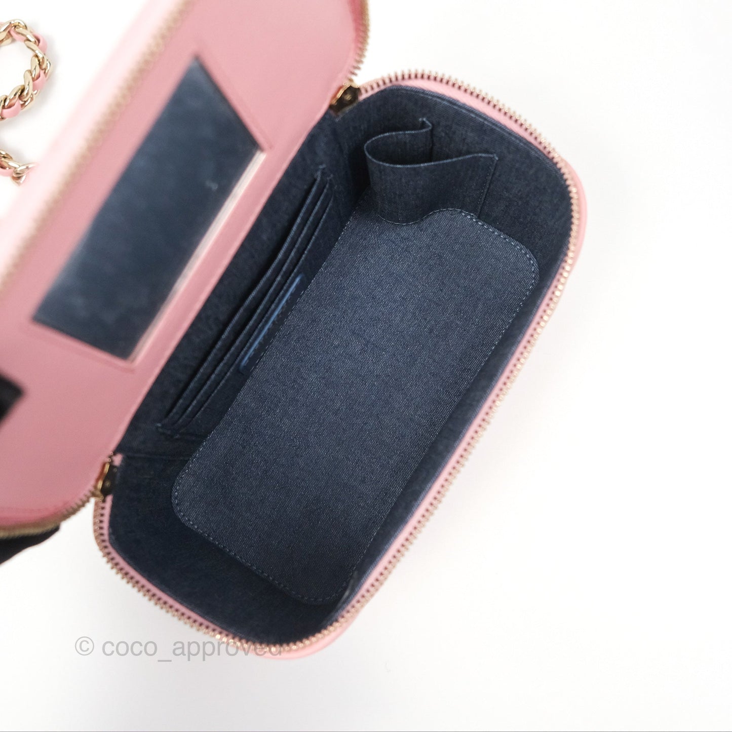 Chanel Resin Elegant Chain Vanity Case Pink Lambskin Gold Hardware