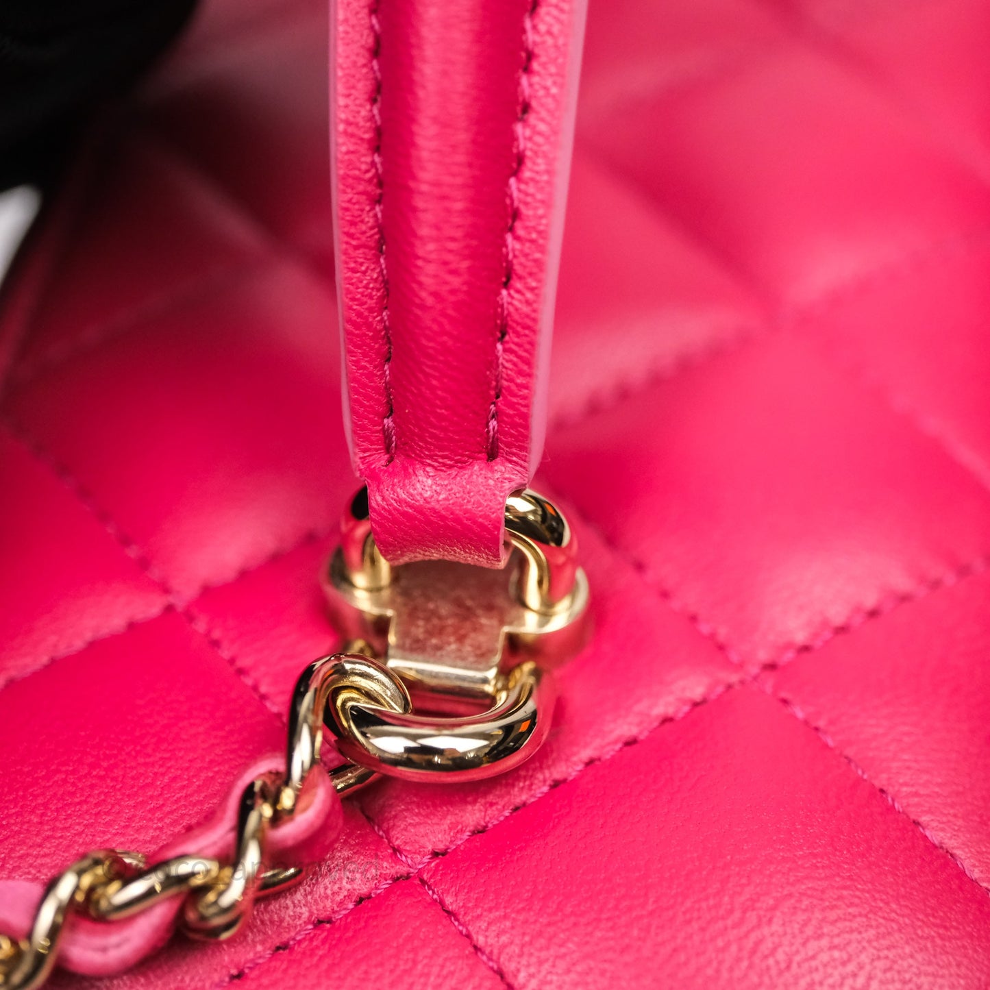 Chanel Vanity Rectangular Top Handle Pink Lambskin Gold Hardware