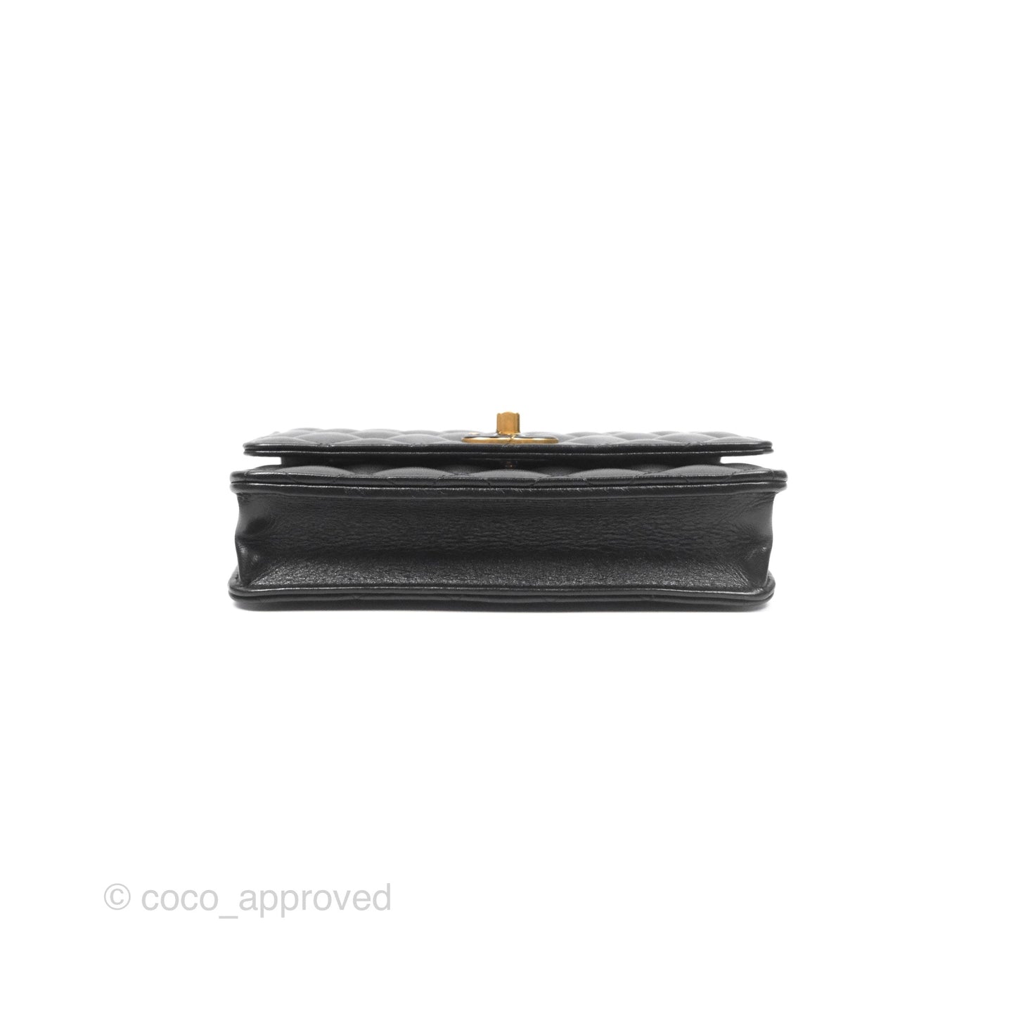 Chanel Quilted WOC Adjustable Chain Black Shiny Lambskin Aged Gold Hardware