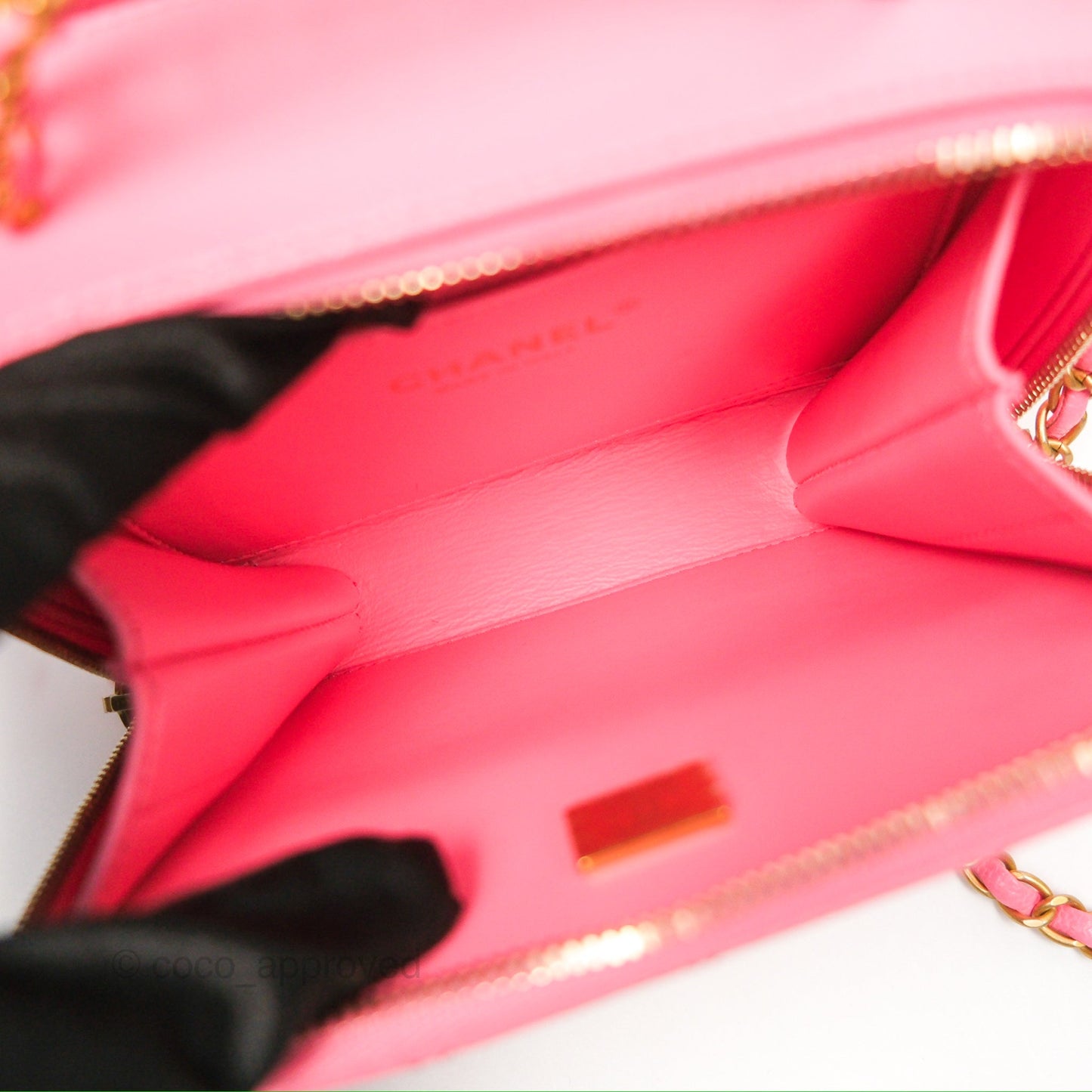Chanel Caviar Quilted Pick Me Up Small Vanity Case Hot Pink