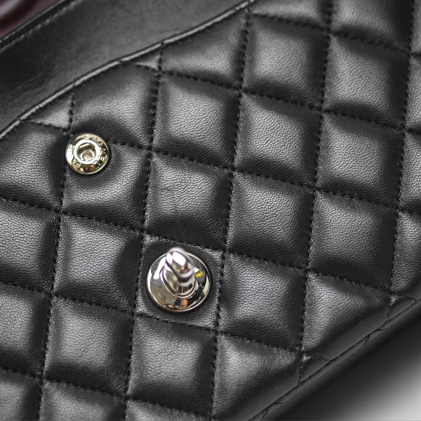 Chanel Classic M/L Medium Flap Quilted Black Lambskin Silver Hardware