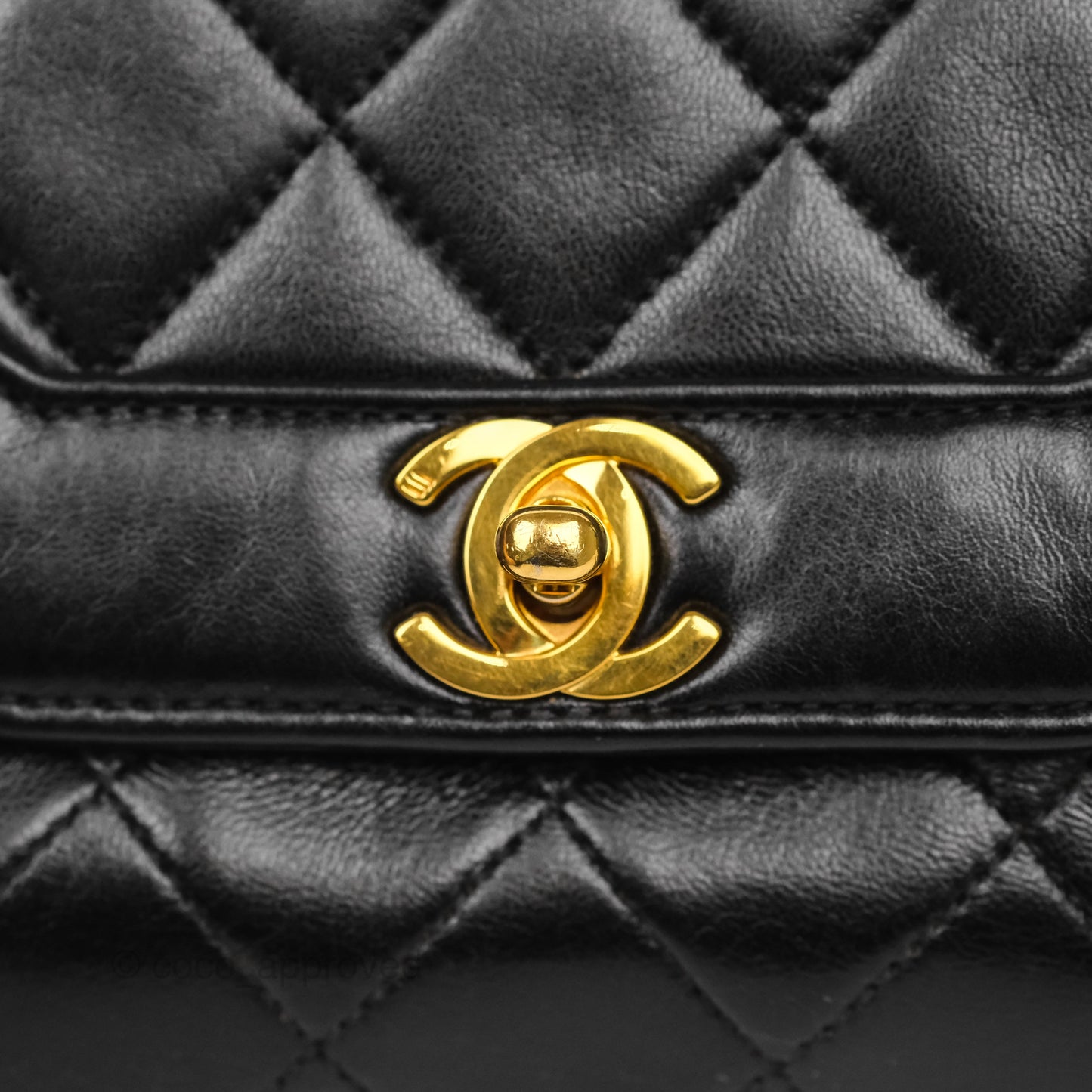 Chanel Vintage Small Diana Flap Black Lambskin 24K Gold Hardware